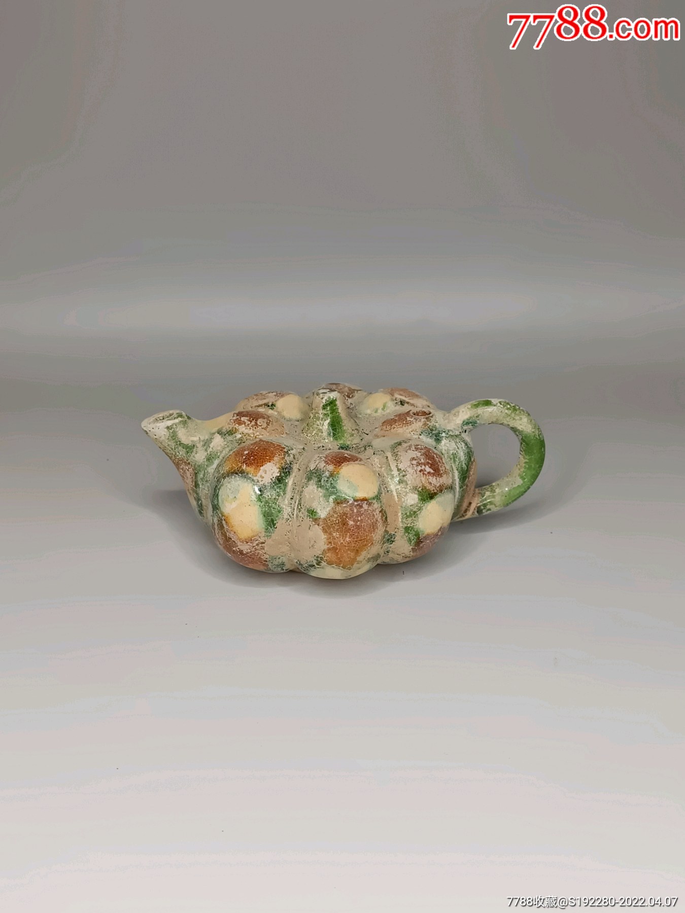 三彩水盂(工艺品),南瓜造型_唐三彩_第1张_7788字画网