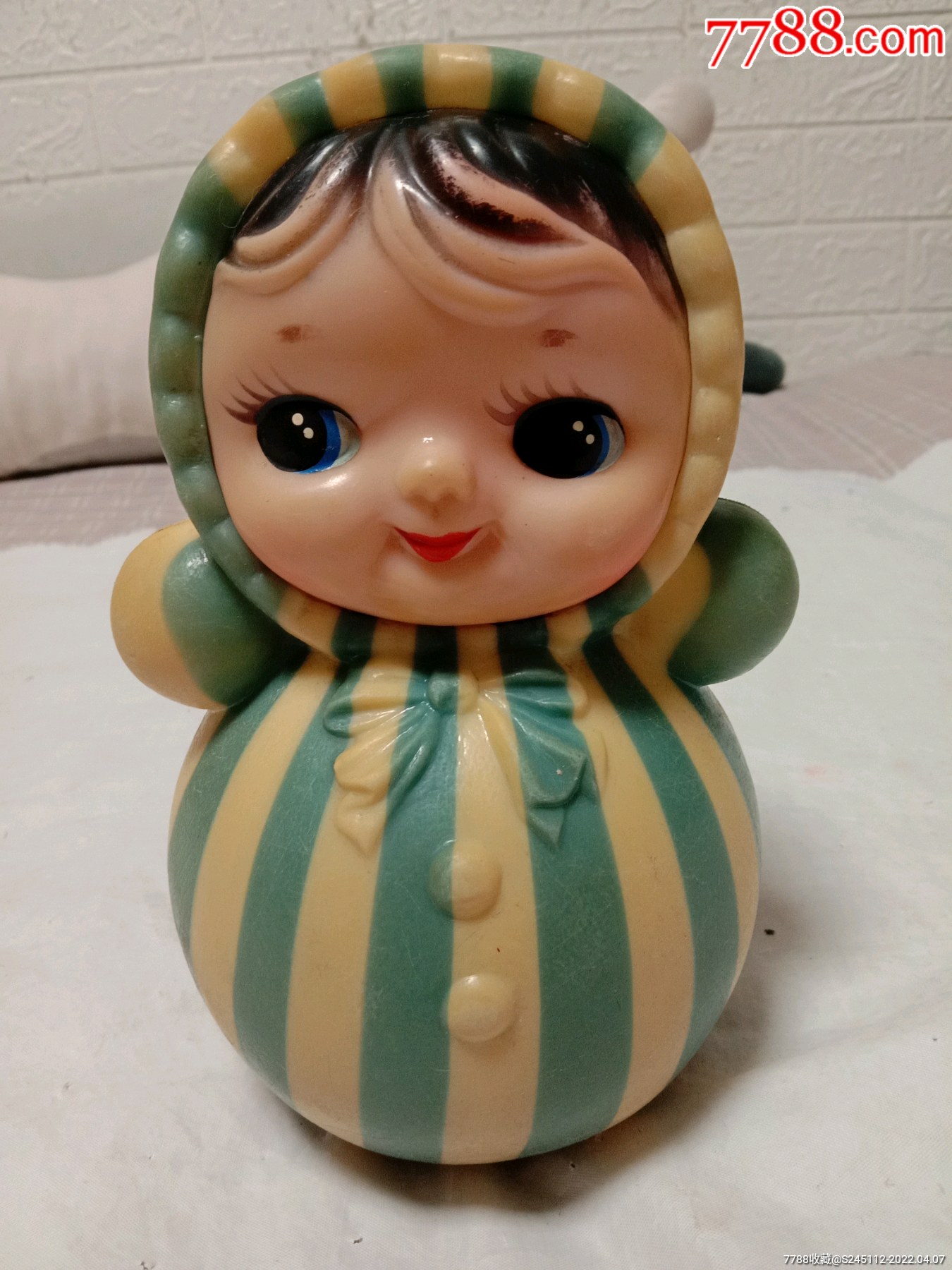 怀旧老玩具不倒翁娃娃【蓝白条纹】见图见描述_不倒翁_收藏价格_交易