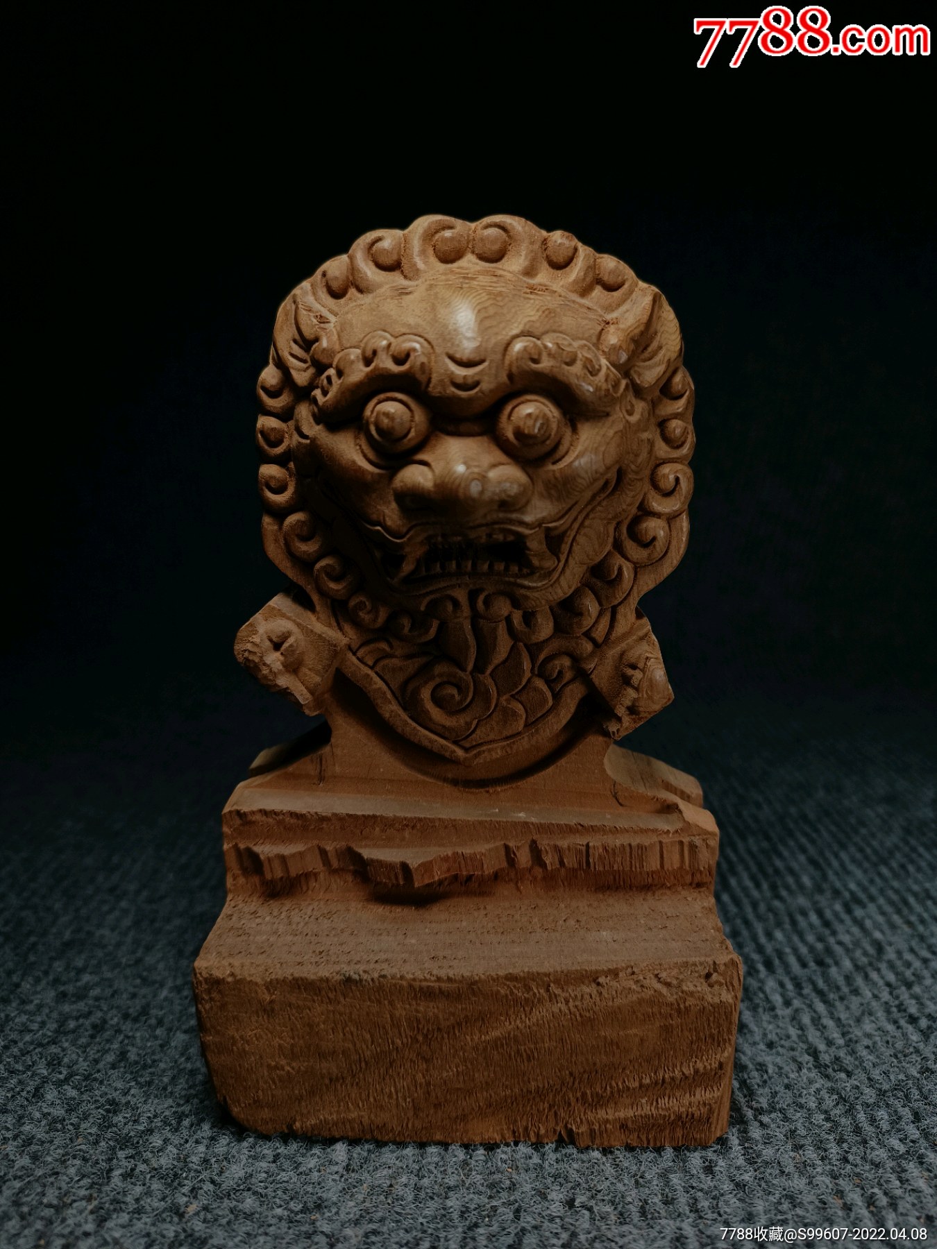 老山檀木雕狮子头老木雕