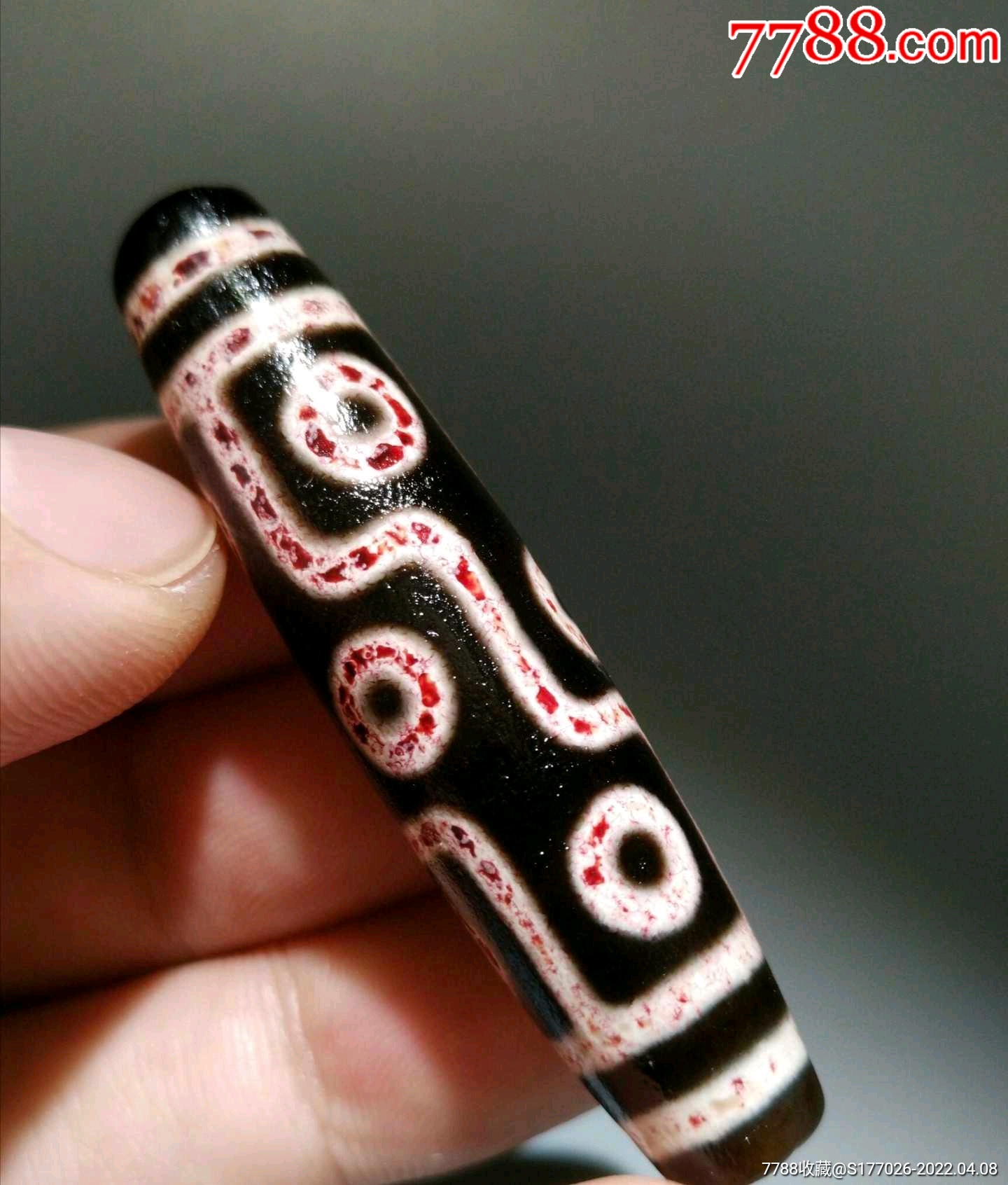 藏传朱砂供九眼老天珠传世包浆