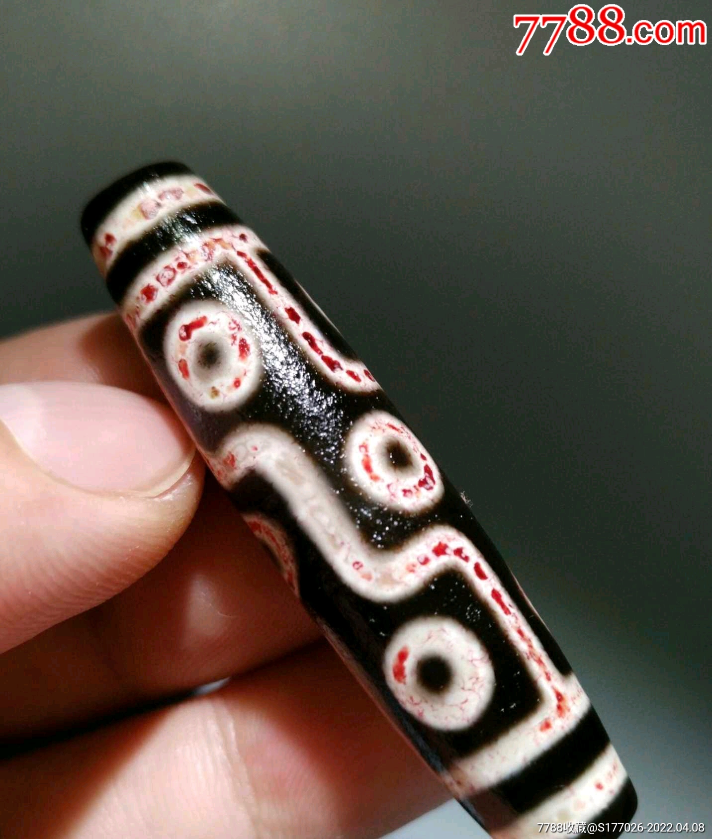 藏传朱砂供九眼老天珠传世包浆