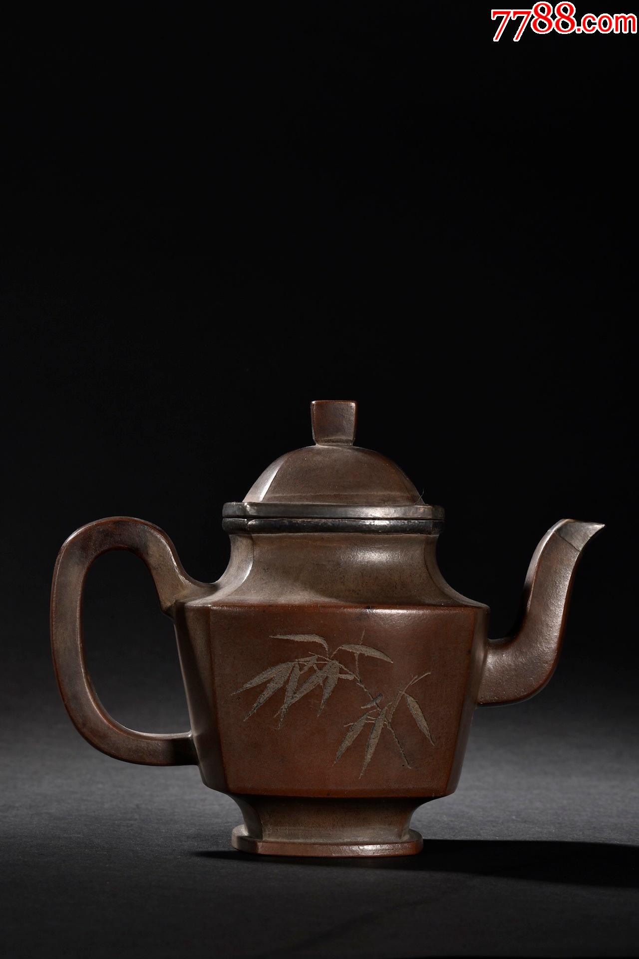 旧藏紫砂老料君子纹茶壶