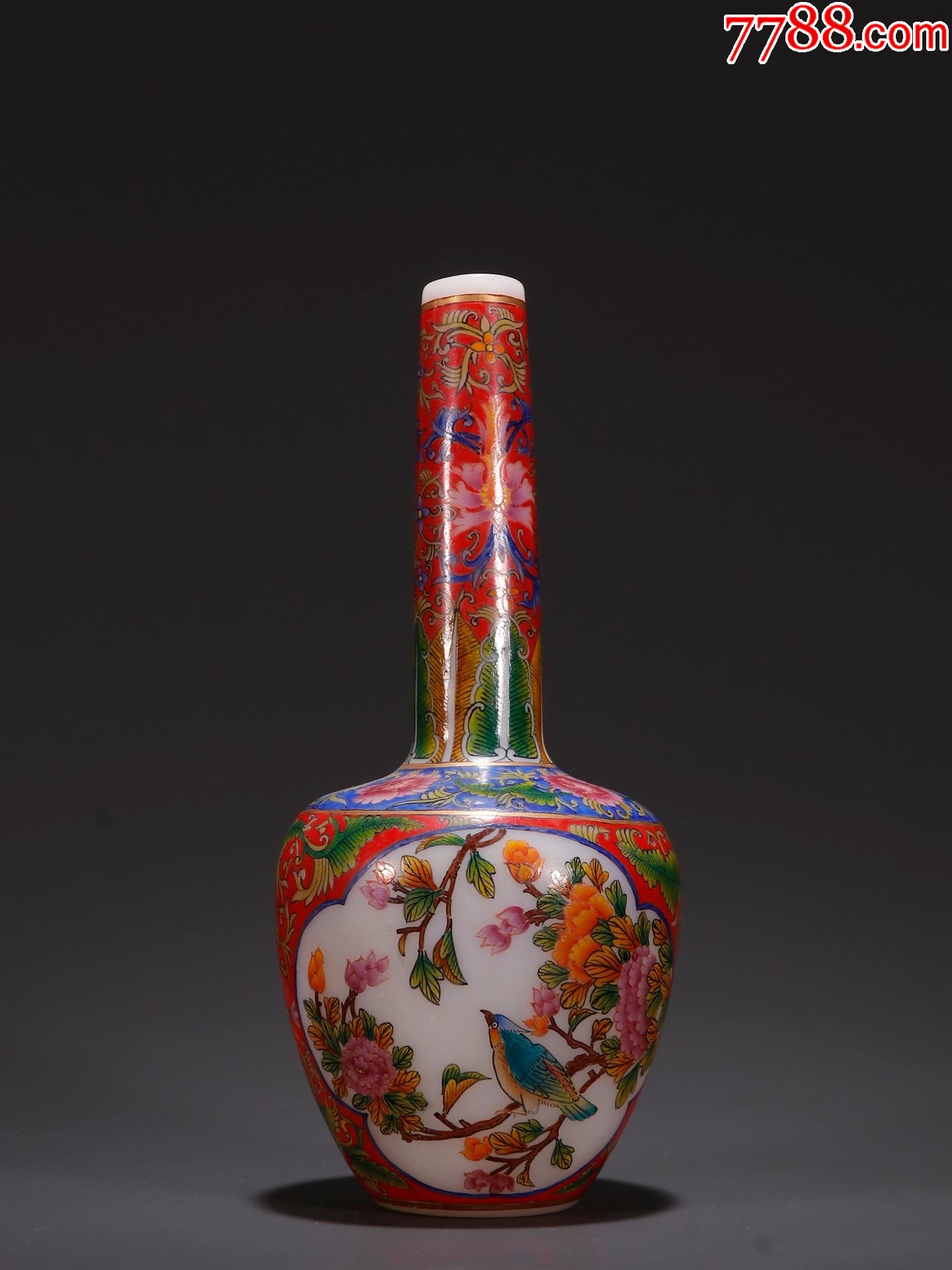 回流料器珐琅彩花鸟纹瓶