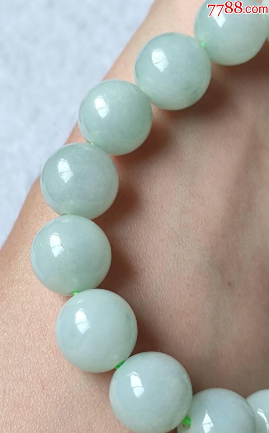 翡翠手串,手链,淡绿底,糯化起胶,底子细,完美度99%_翡翠/缅甸玉_第6张