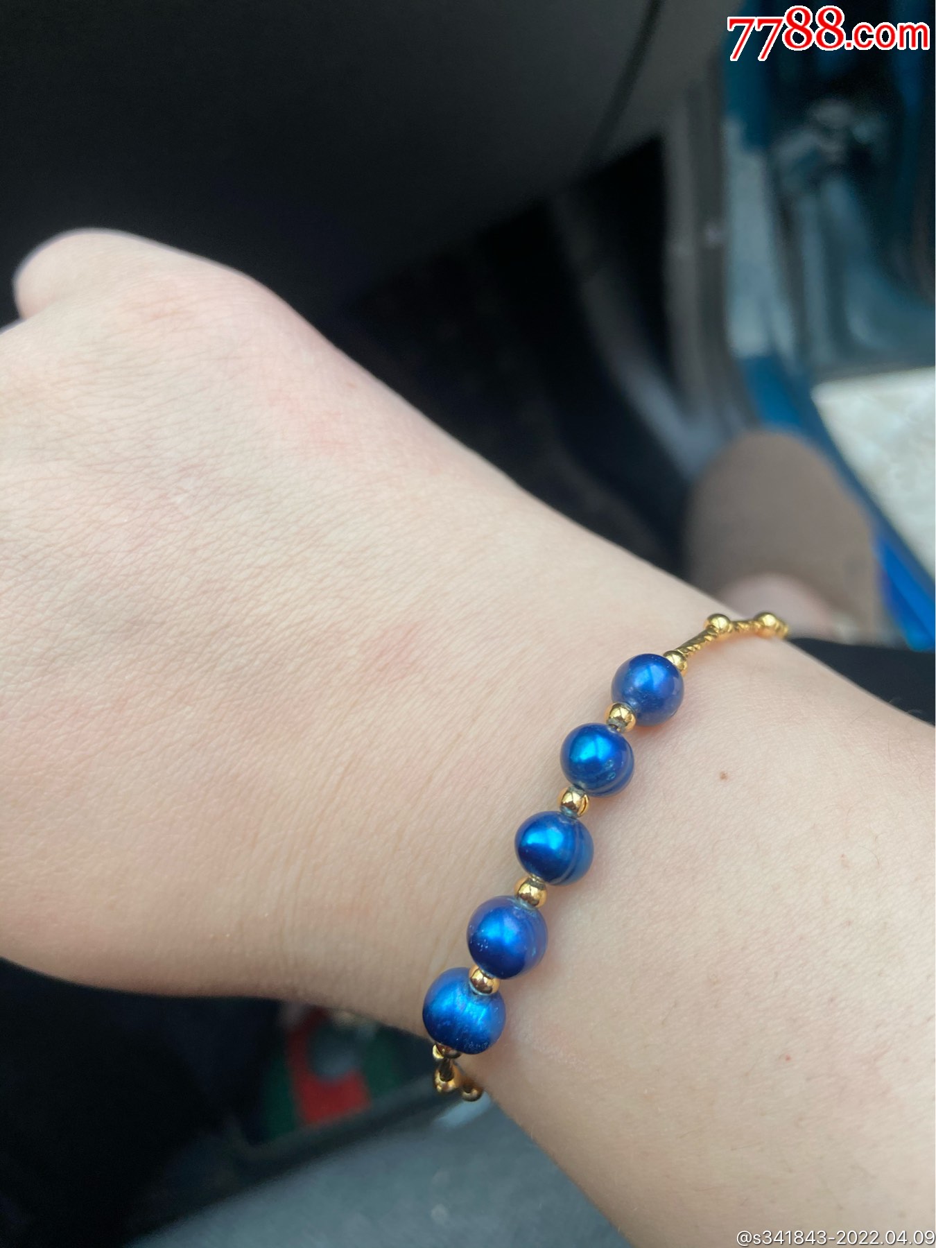 天然淡水珍珠宝蓝色手串手链925银-价格:68元-se86437220-珍珠-零售