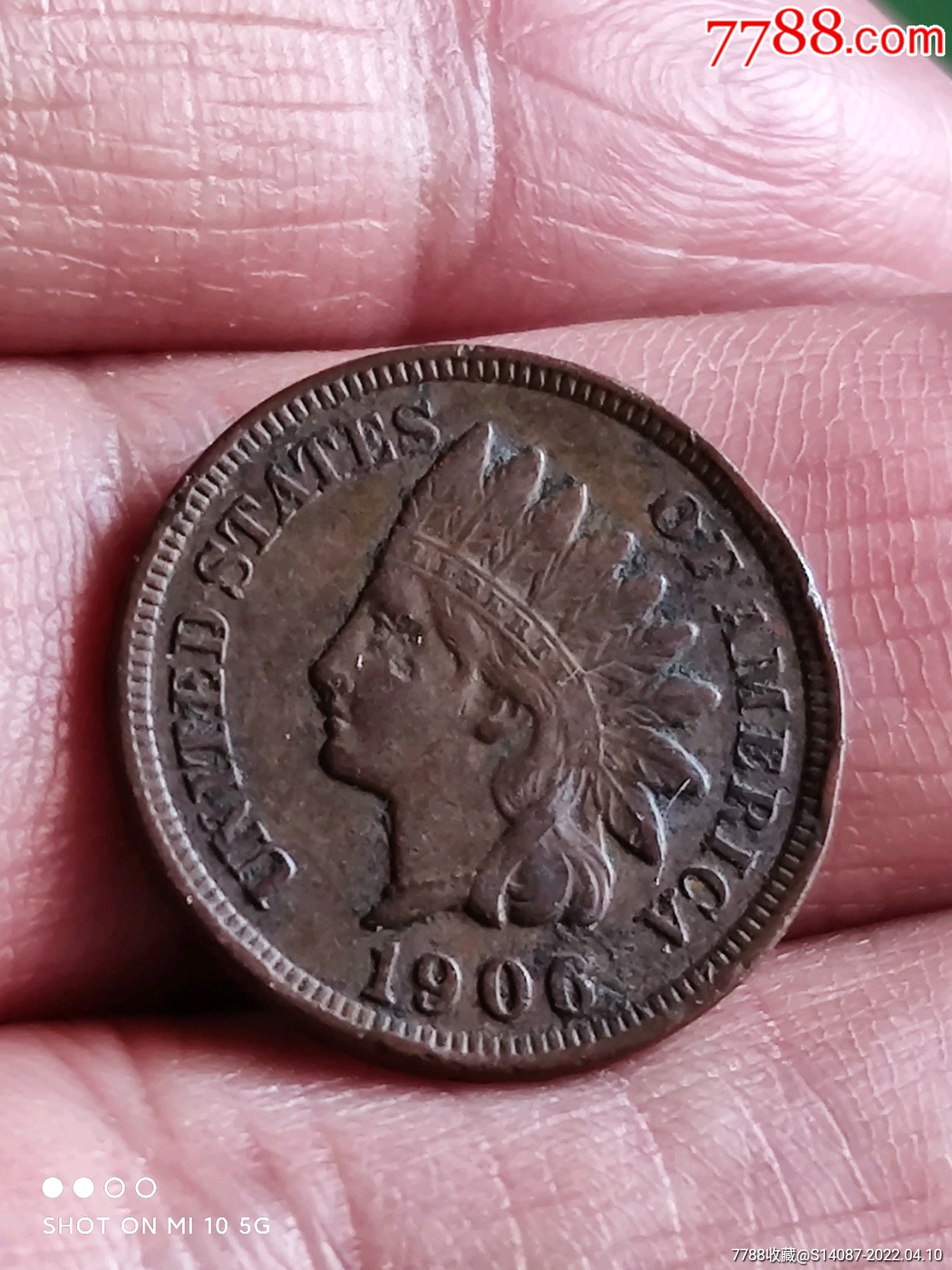 外币1906年印第安人头1美分铜币