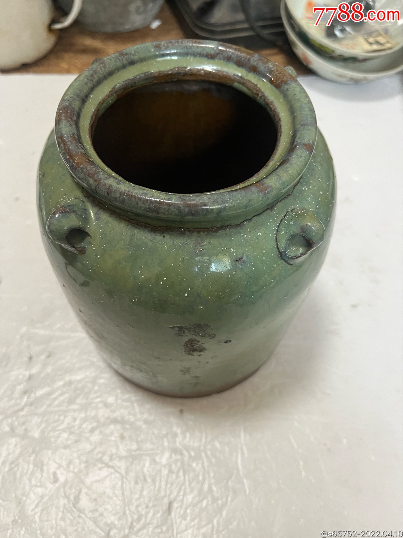 五十年代绿釉罐一个