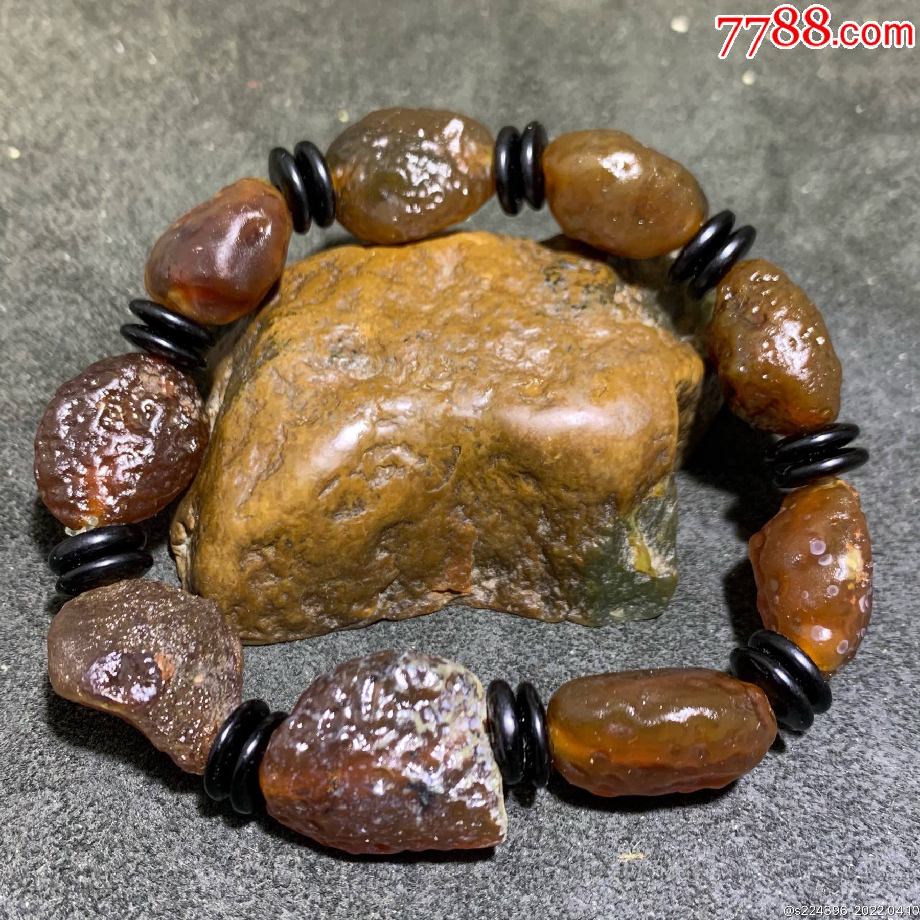 放一条福利精美天然戈壁酒红色玛瑙原石手串一条