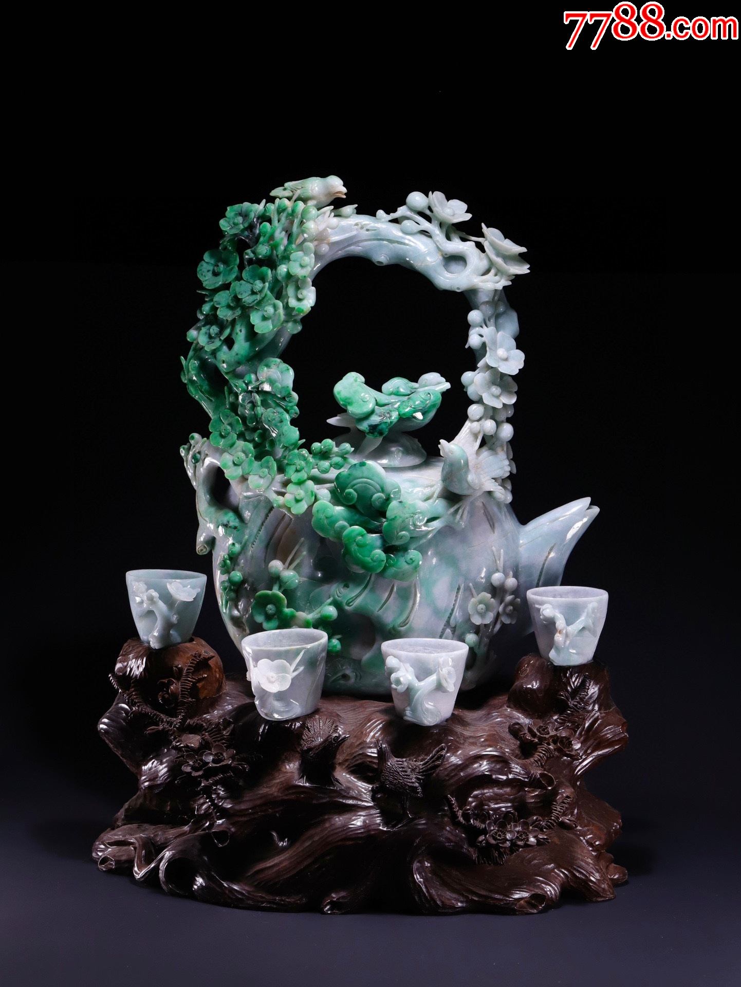 翡翠喜上眉梢提梁壶大摆件