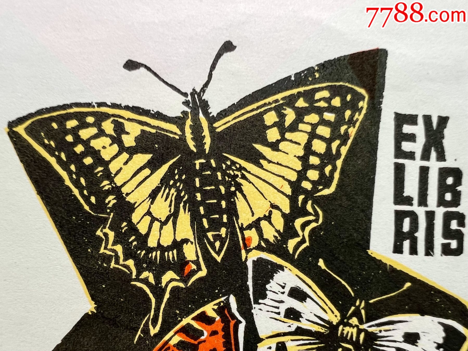 保真国外版画家原拓木刻套色藏书票原作《蝴蝶》_版画原作_第2张_7788