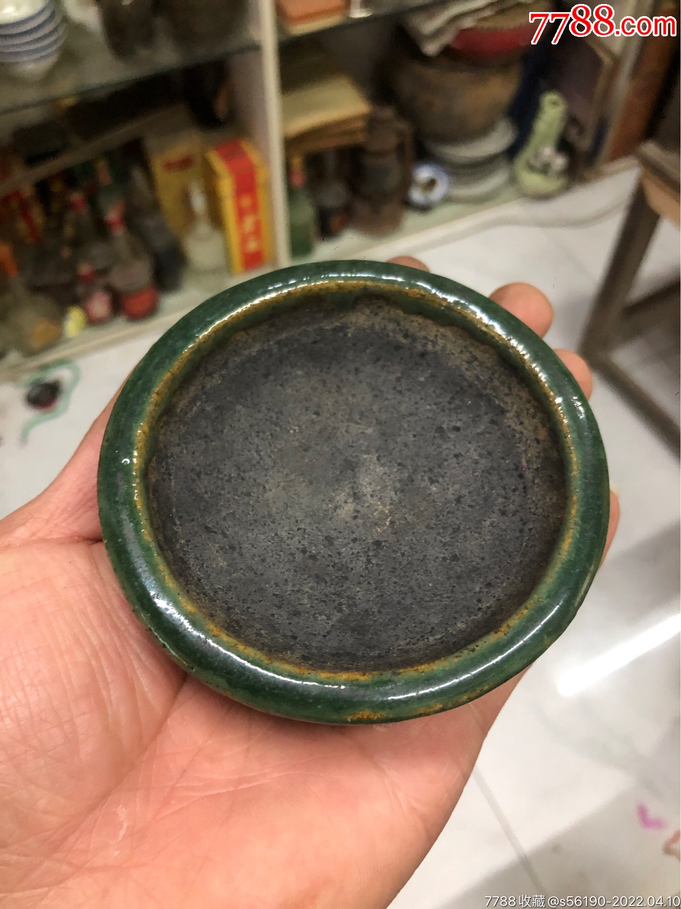 清代绿釉笔洗老瓷器文房