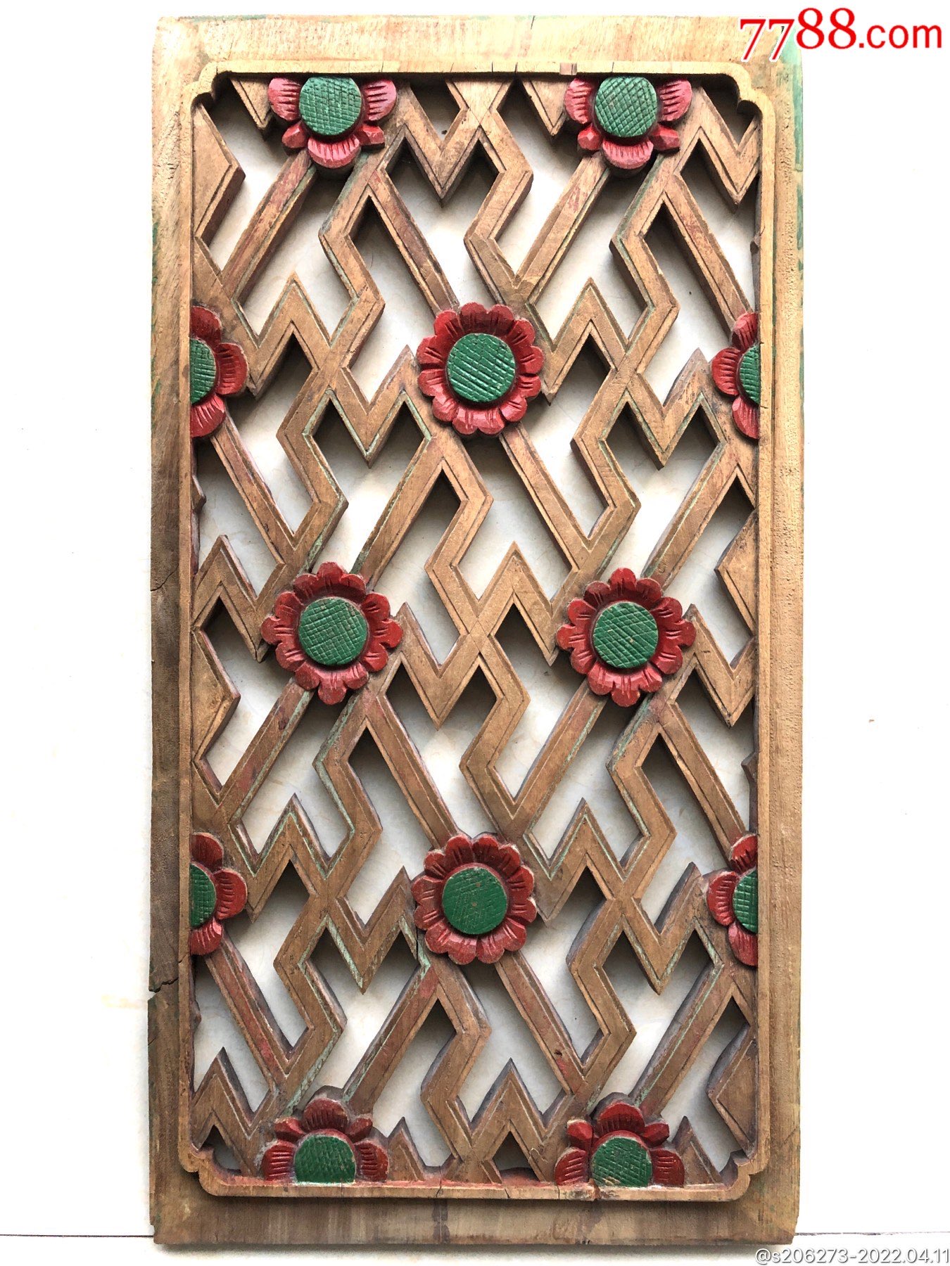 民国万字纹花卉花板花窗挂件