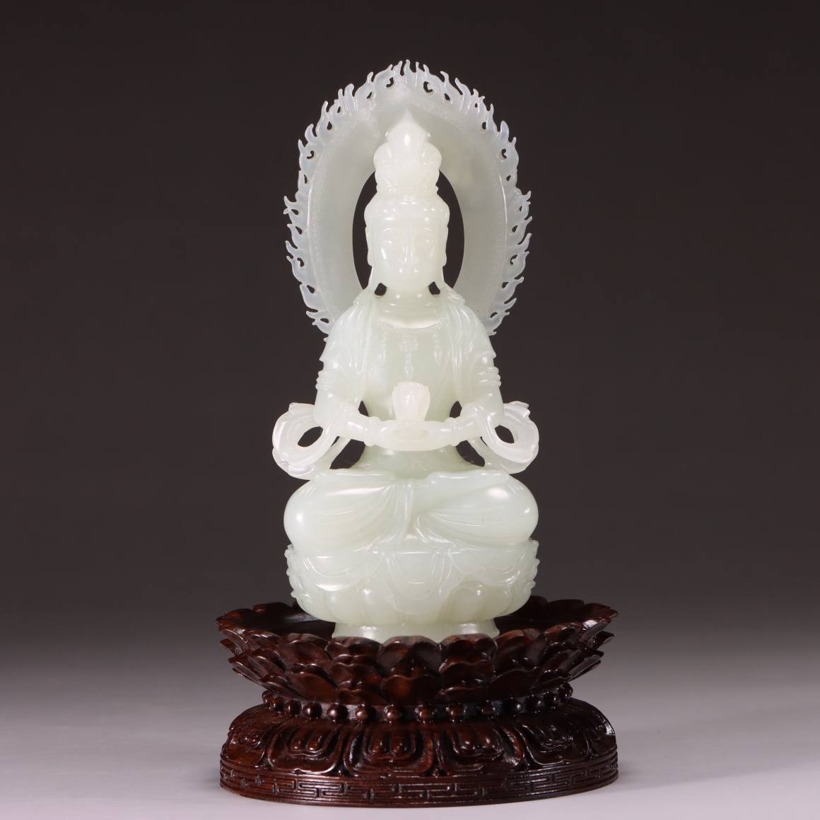 和田白玉观音摆件