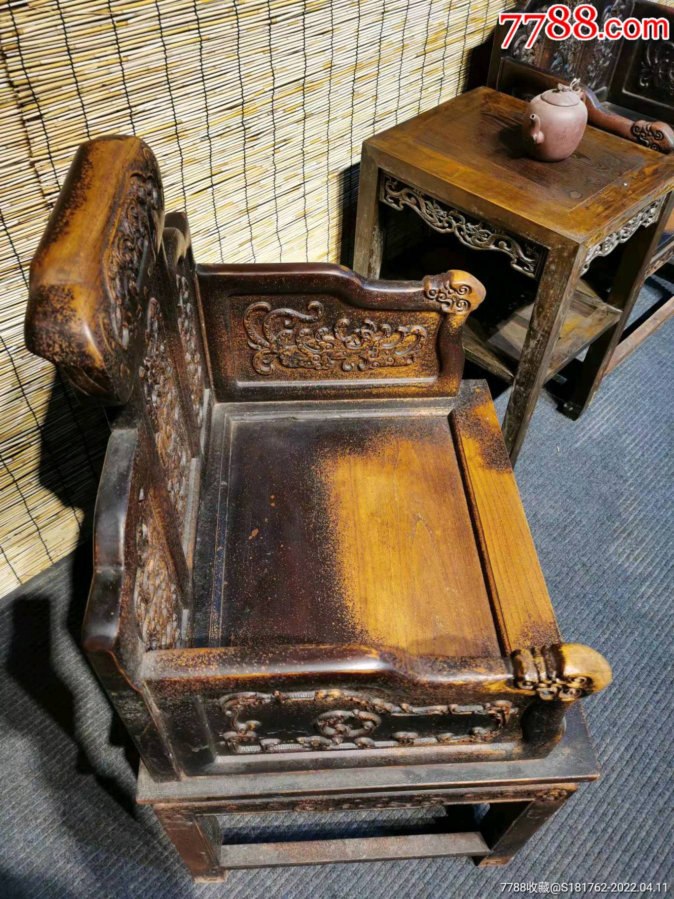 民国榉木太师椅三件套-价格:4860元-se86461611-木椅/凳-零售-7788