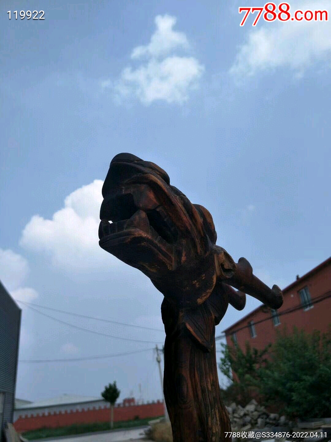 清代花椒木龙头拐杖品相包浆一流尺寸高125