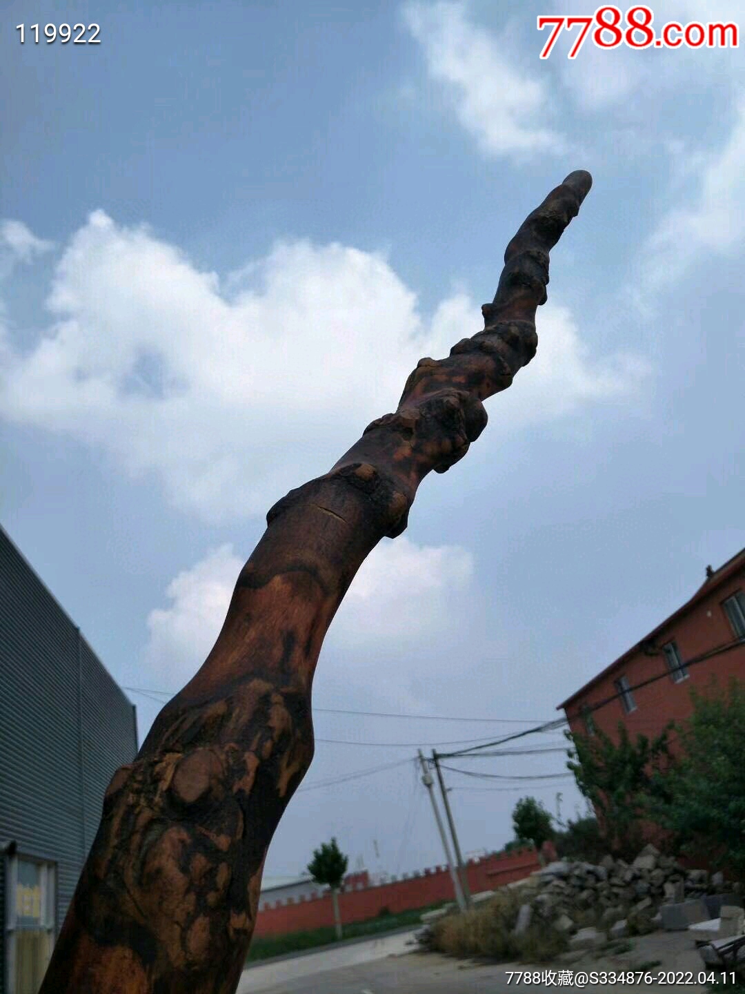 清代花椒木龙头拐杖品相包浆一流尺寸高125