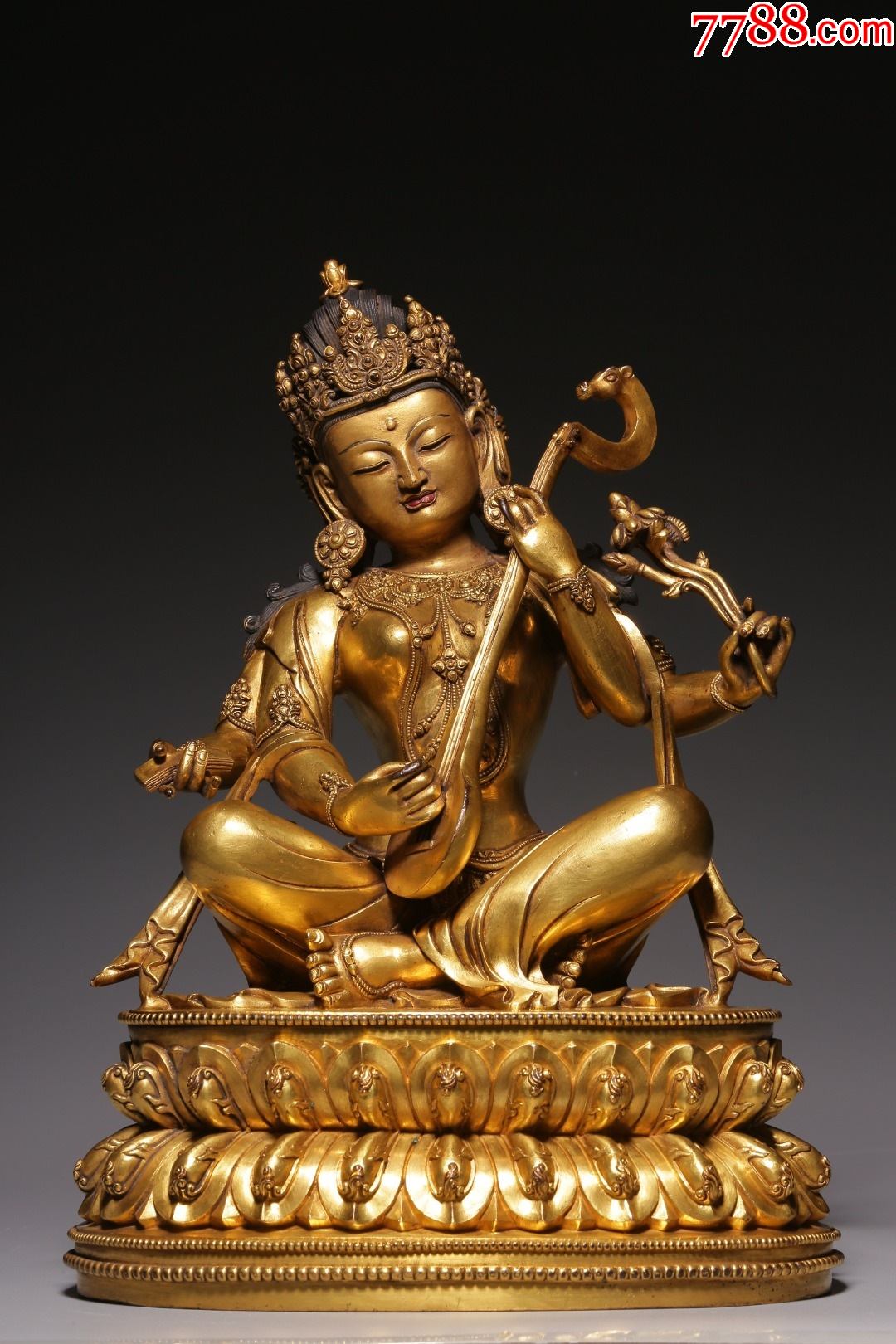 清代,铜鎏金妙音天女坐像_佛像/造像_种类图片_收藏价格_7788茶具