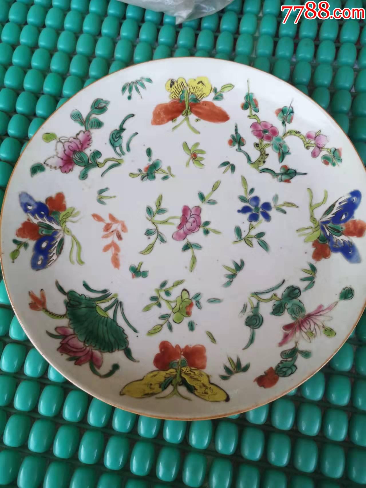 晩清道光粉彩瓜瓞绵绵四季花卉大盘