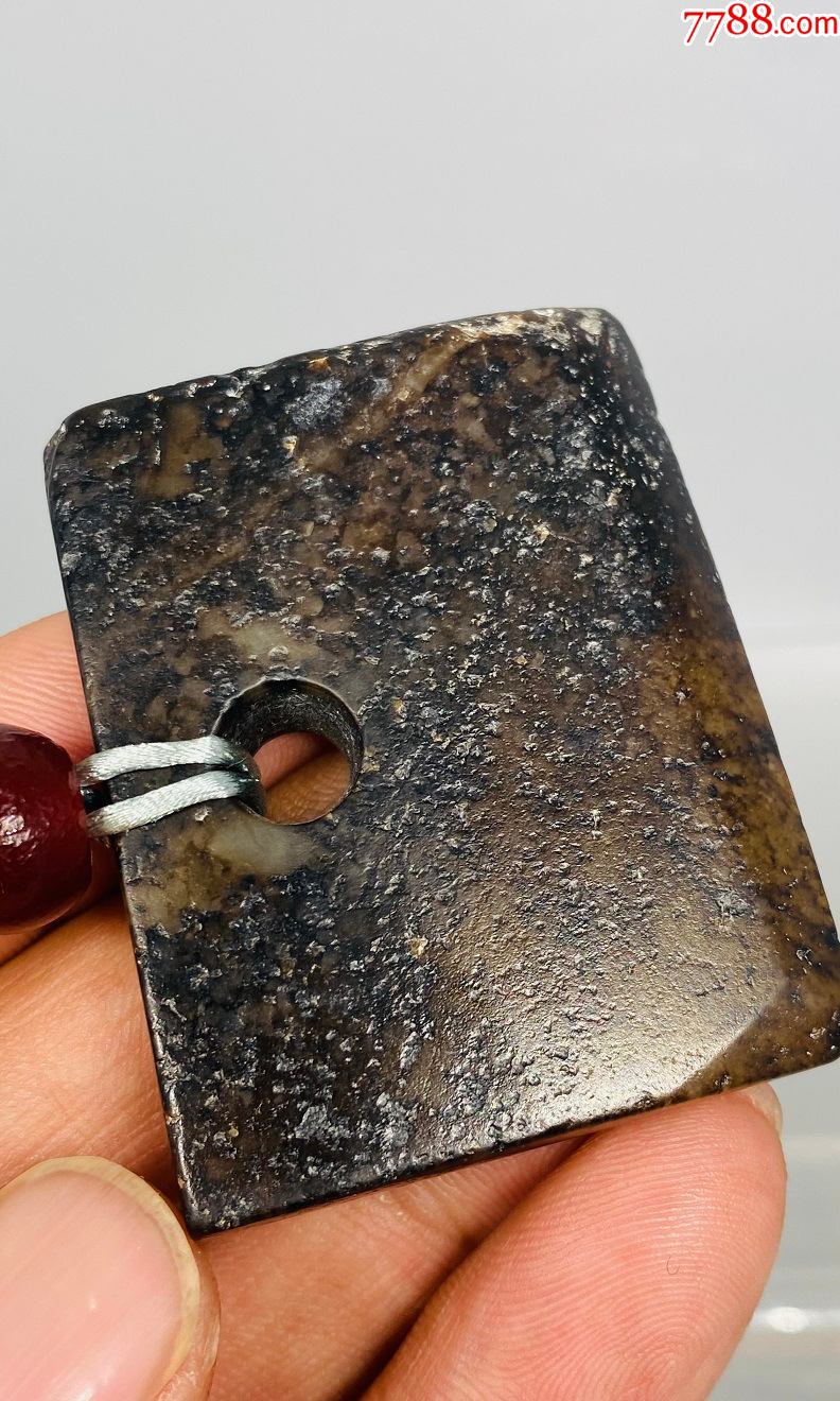 6433和田玉燔玉黑沁玉斧