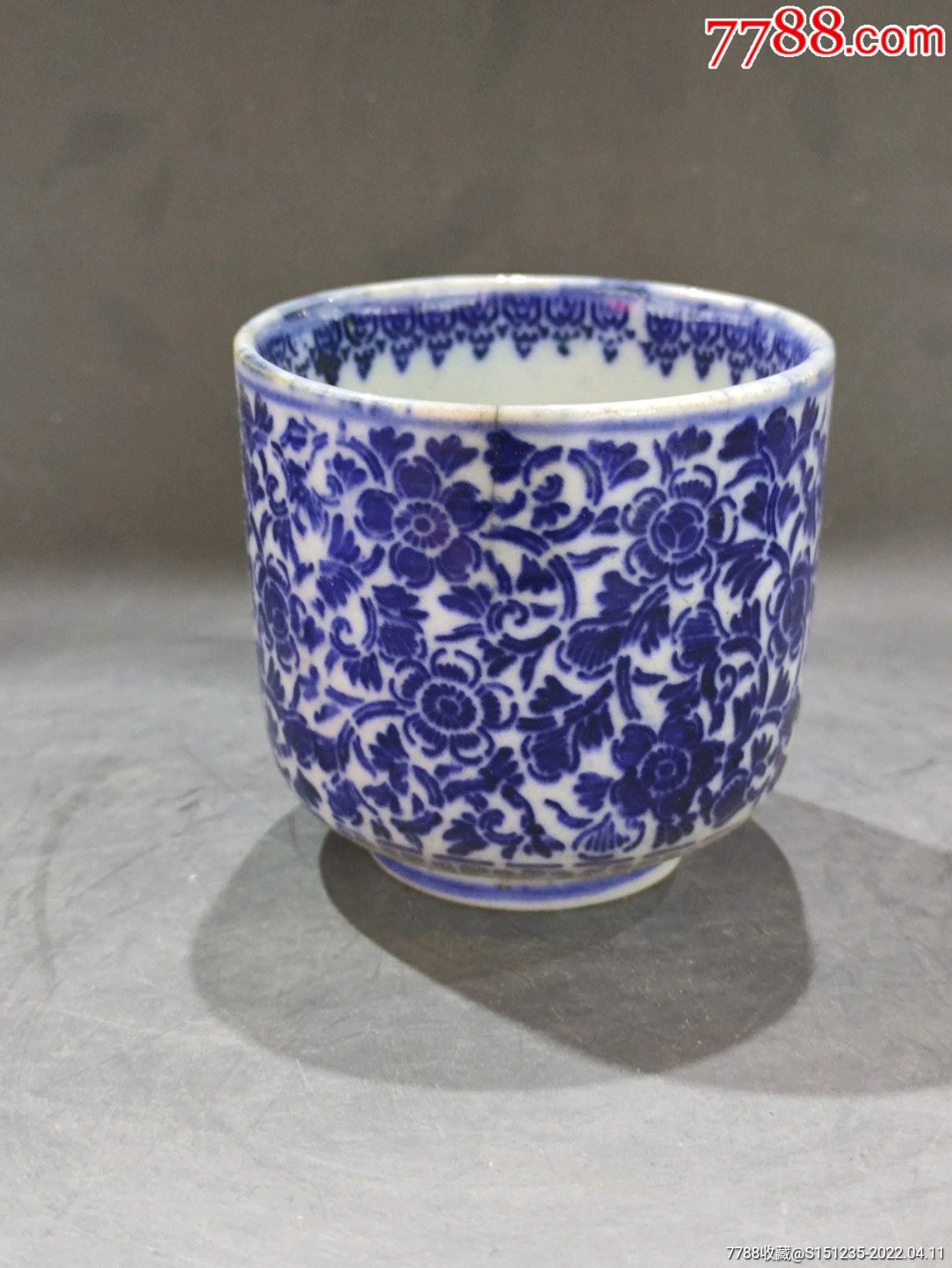 清代青花花卉茶杯造型少见喜欢的不要错过细节如图