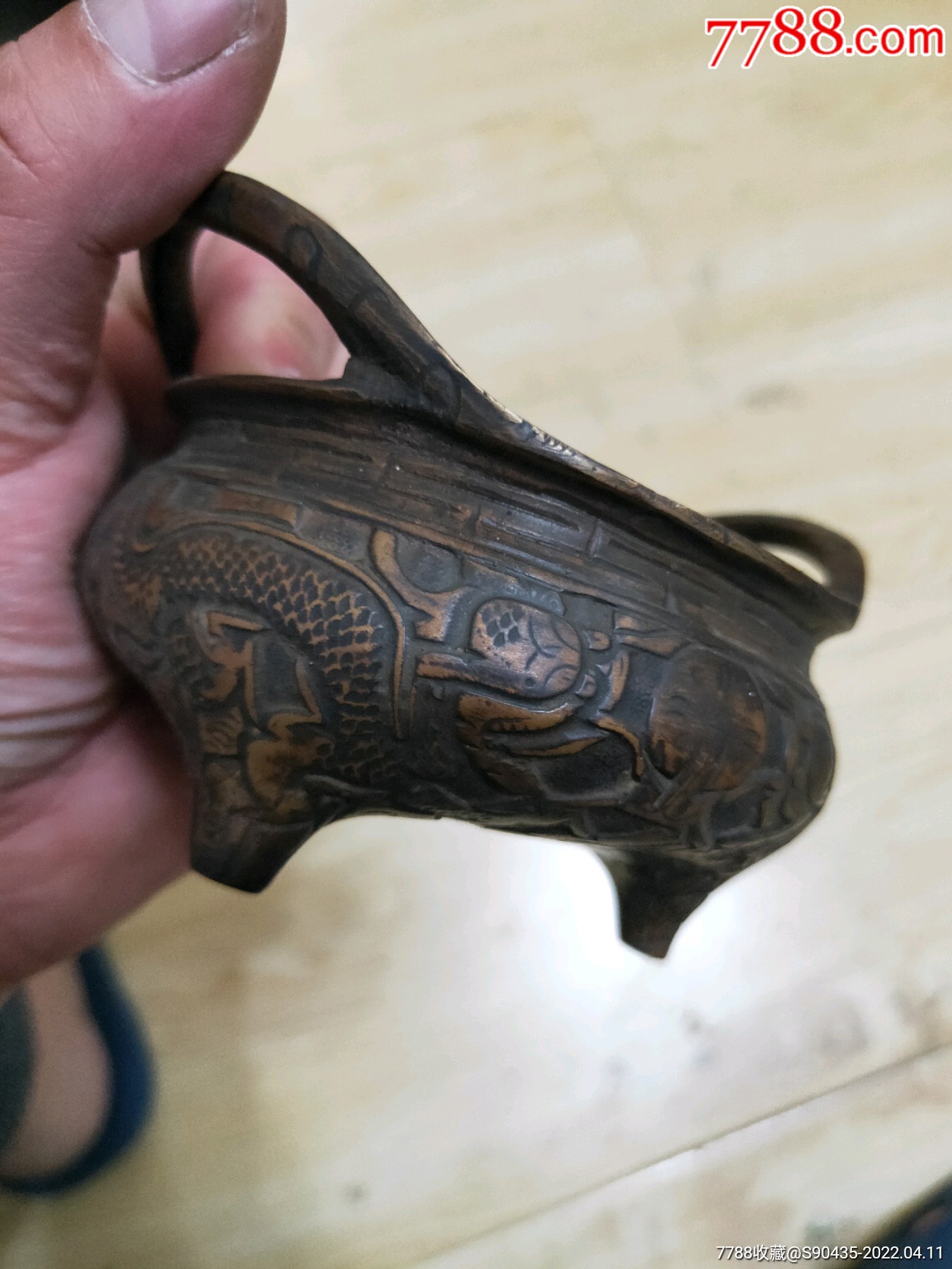 清代雕龙铜香炉_铜炉_品种图片_收藏价格_7788核雕收藏