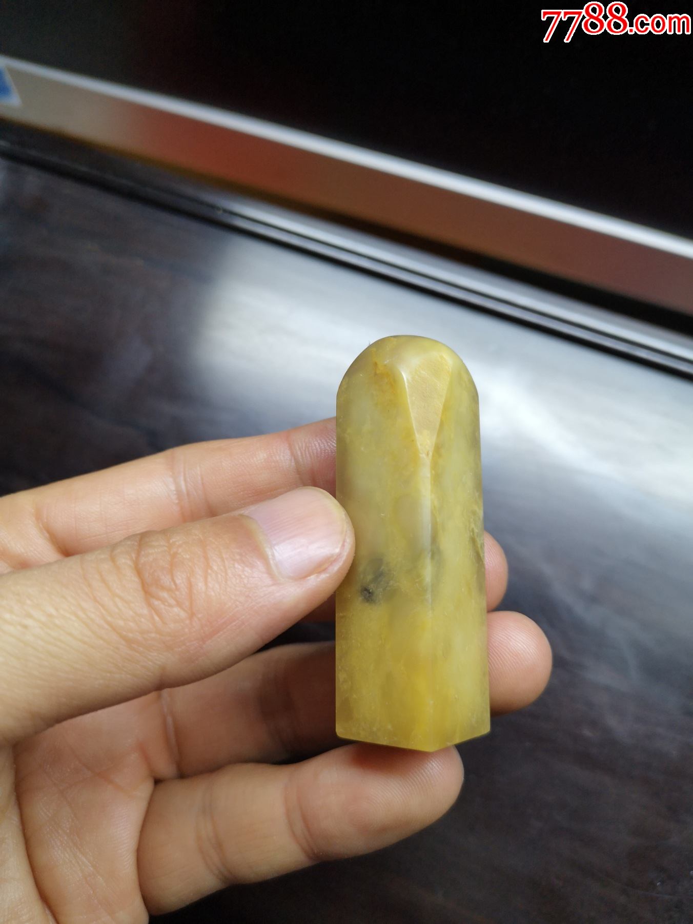 包真好品天然巴林黄花冻石印章料一枚551515cm