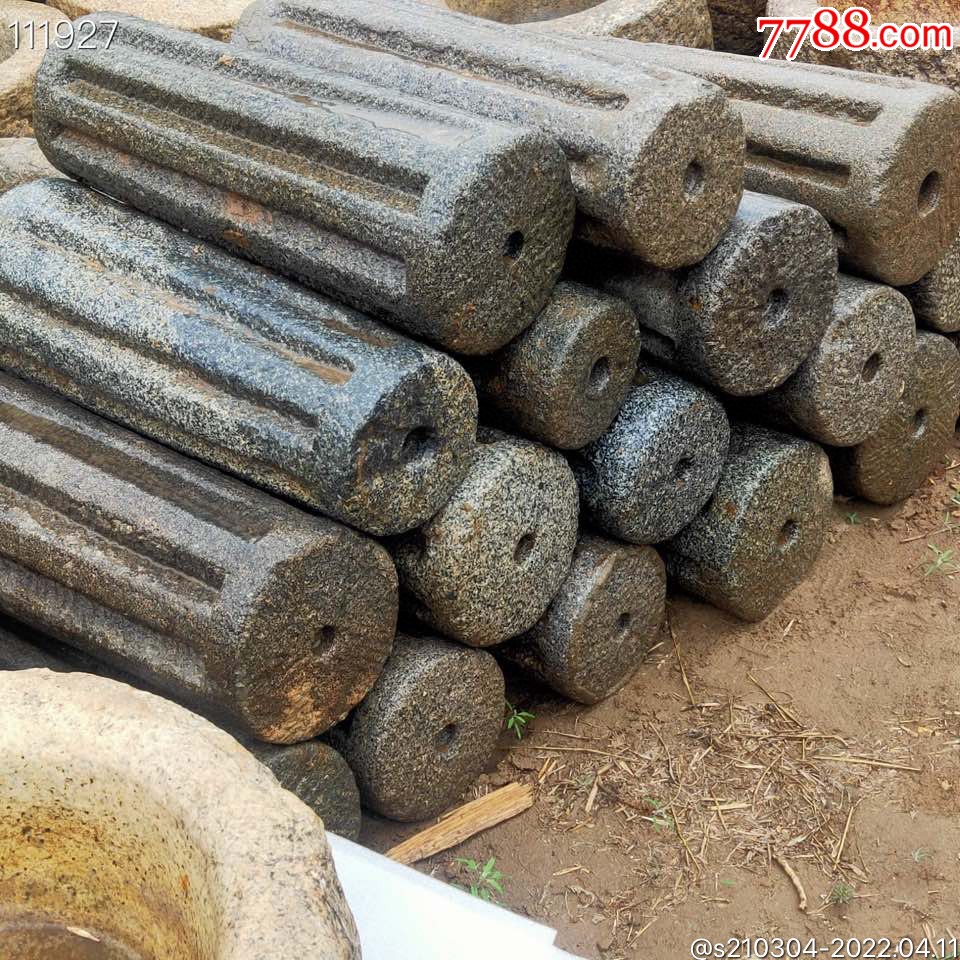 清代石磙石碾器型漂亮客厅庭院花架摆放包老