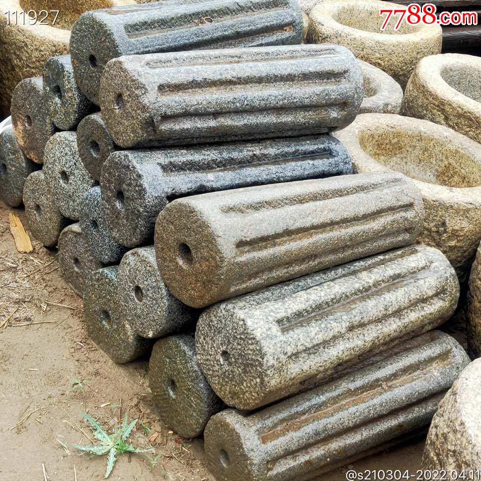 清代石磙石碾器型漂亮客厅庭院花架摆放包老