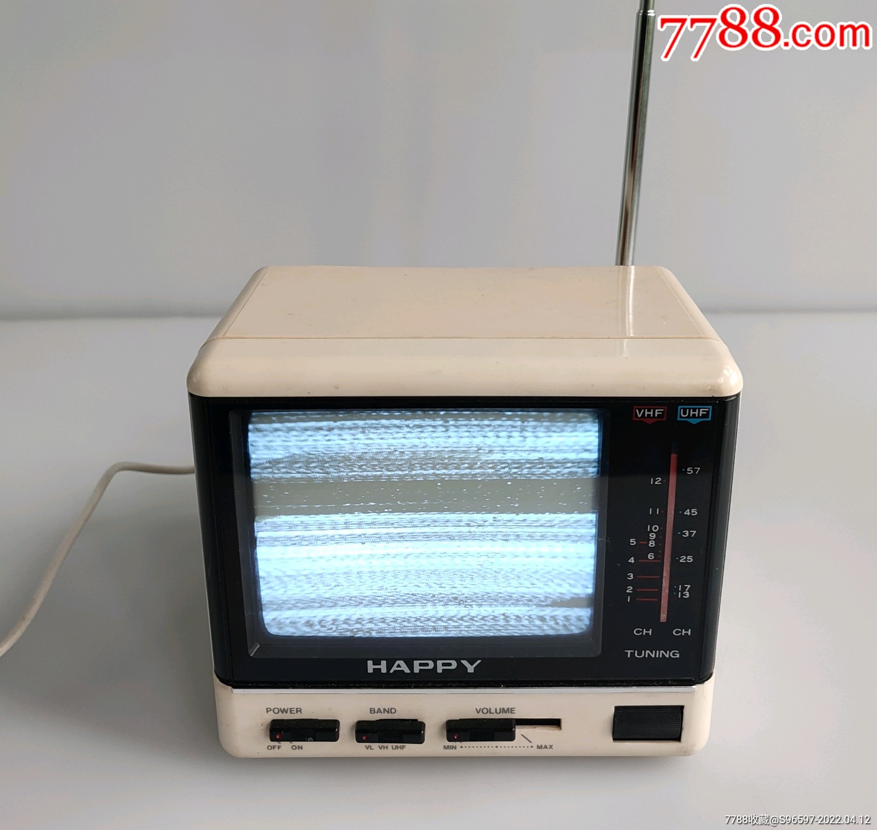 happy黑白微型电视机早期常州电视机厂出品功能正常带电源线
