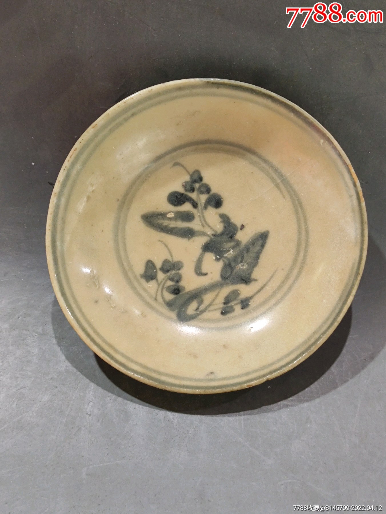 明代青花花卉纹小碟学习好标本卧足底喜欢的不要错过细节如图