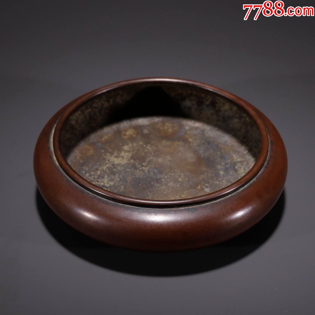 旧藏老铜胎圆钵香炉