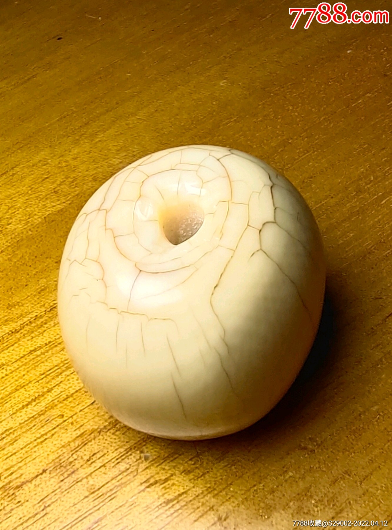 老物件猛犸牙爆老佛珠三通玻璃光泽仔细滚动触摸可感觉到是手工制作