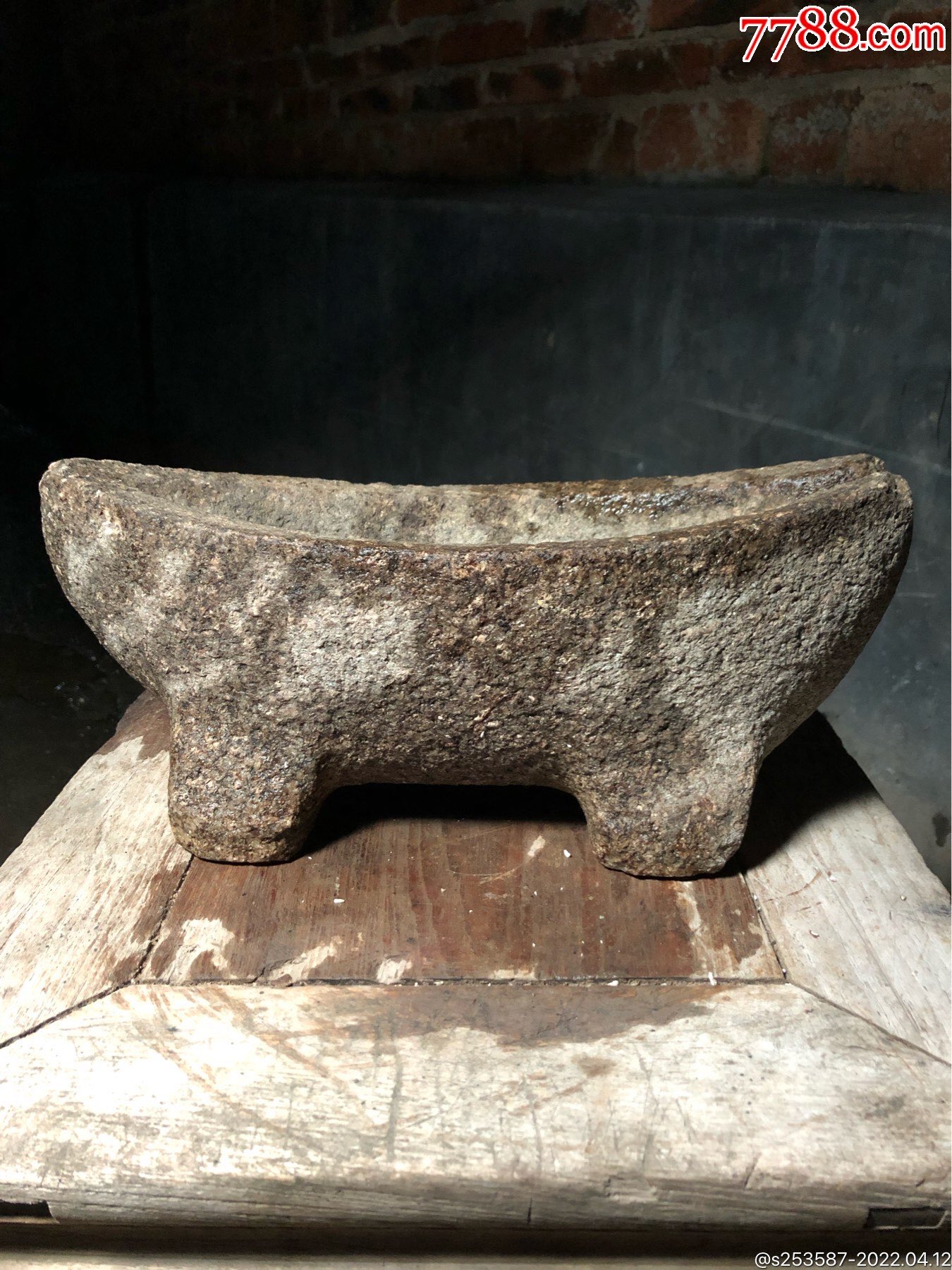 清代石雕药捣完整大气美观整石雕刻包老保真