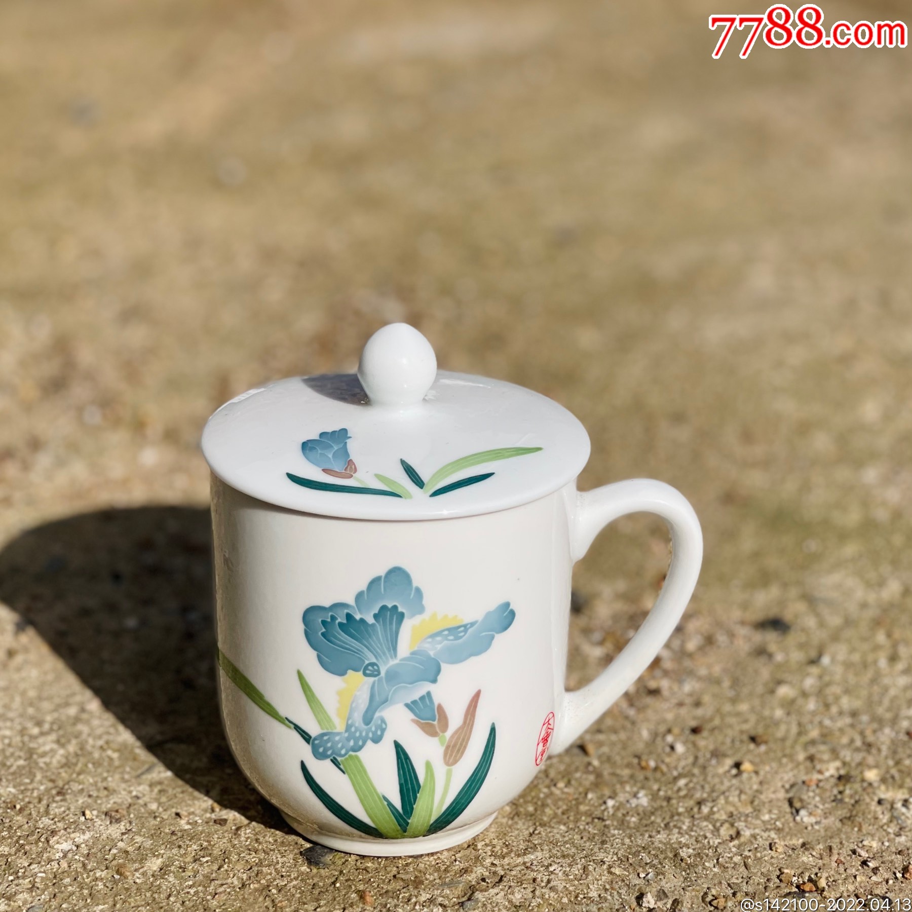 醴陵群力老瓷器釉下五彩手绘d会堂胜利杯收藏