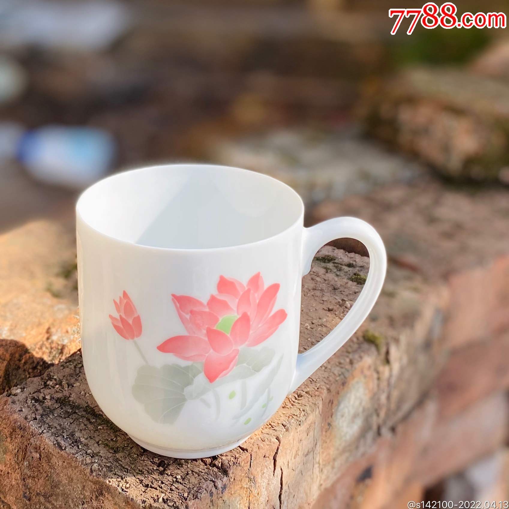 醴陵瓷器釉下五彩手绘薄胎荷花胜利杯水杯_彩绘瓷/彩瓷_收藏价格_鉴定