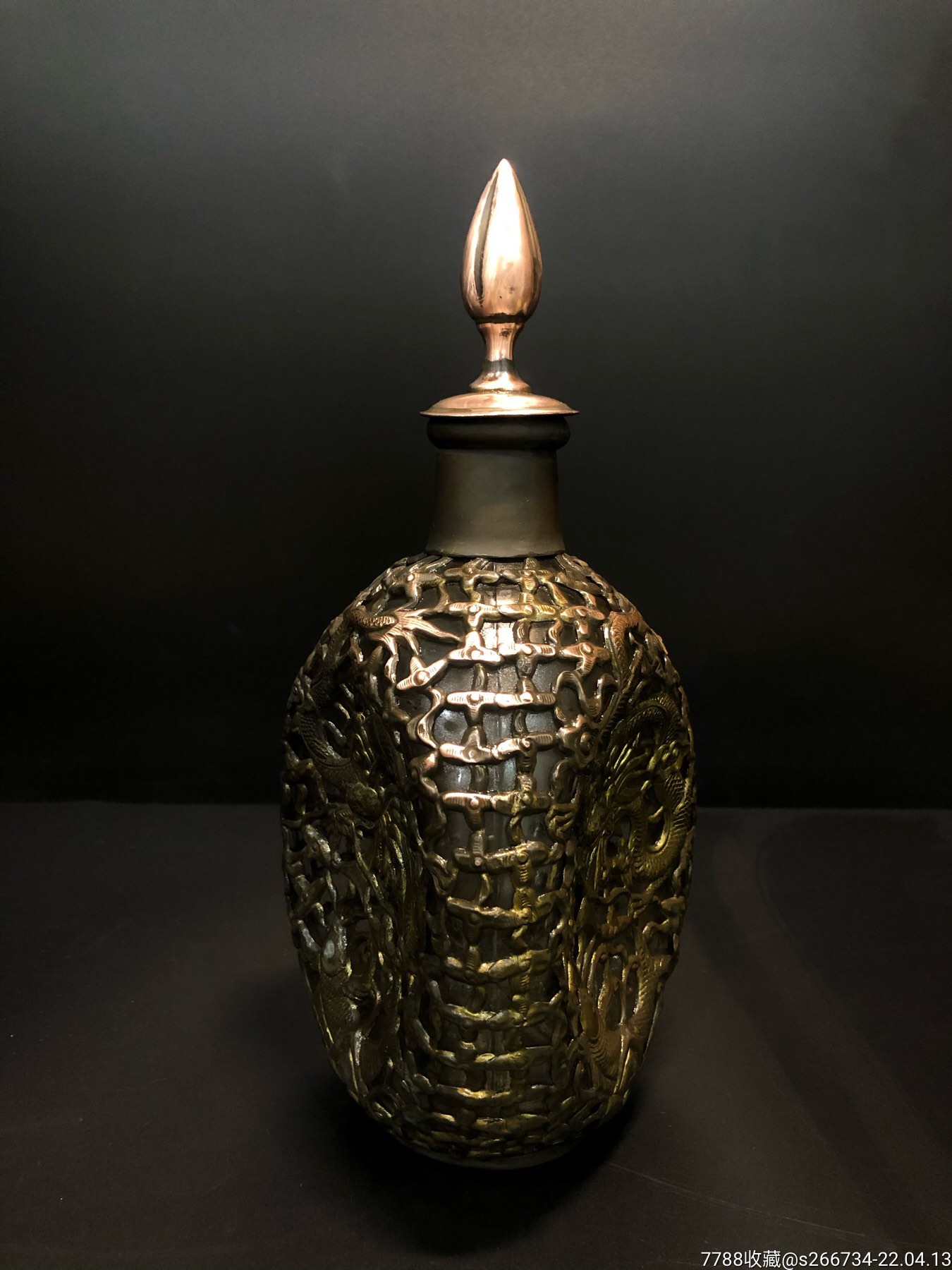 紫铜镀金龙纹酒樽