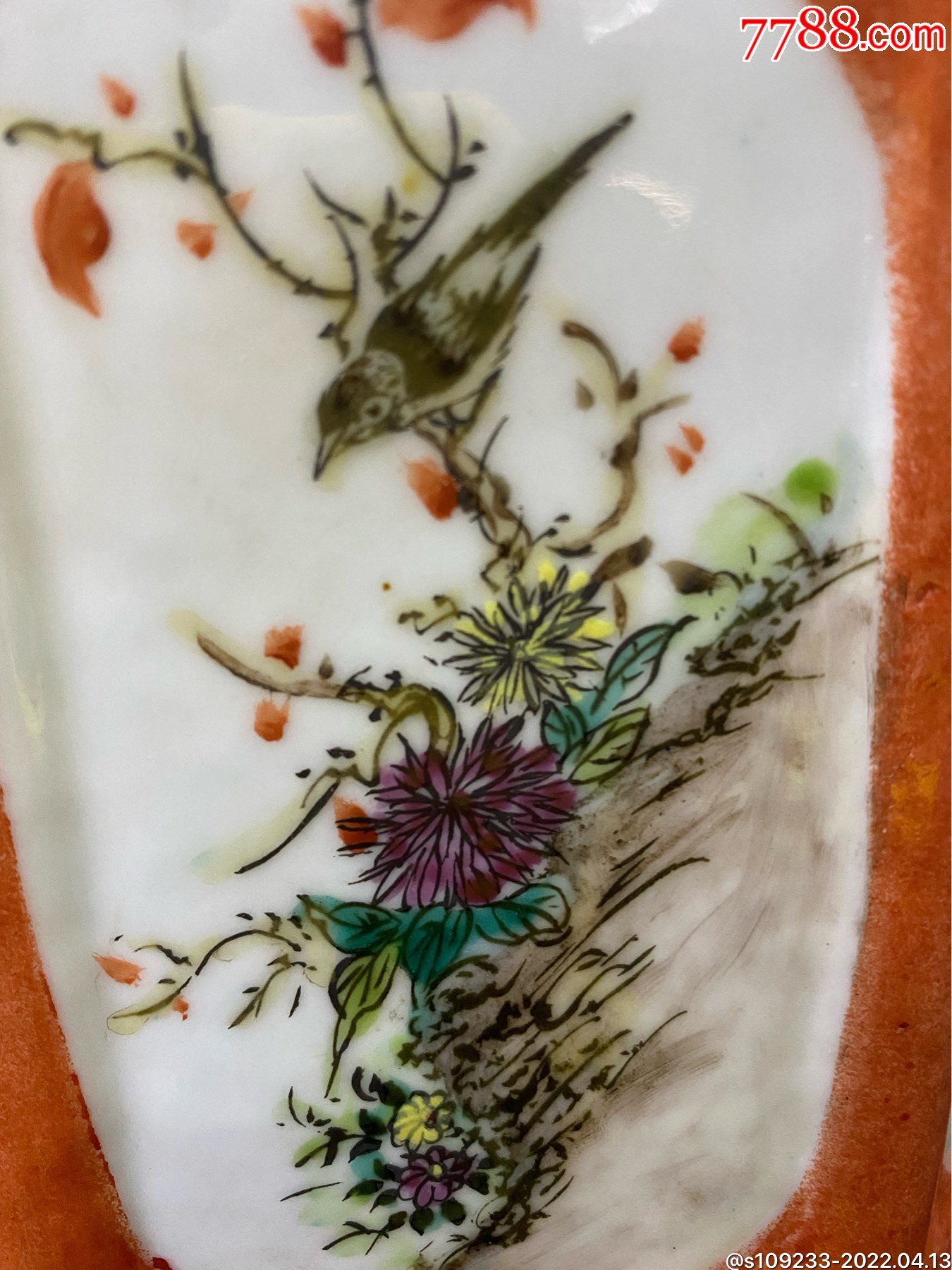 民国珠山八友刘雨岑作品六棱开窗笔筒-价格:1888元-se86503454-红釉瓷