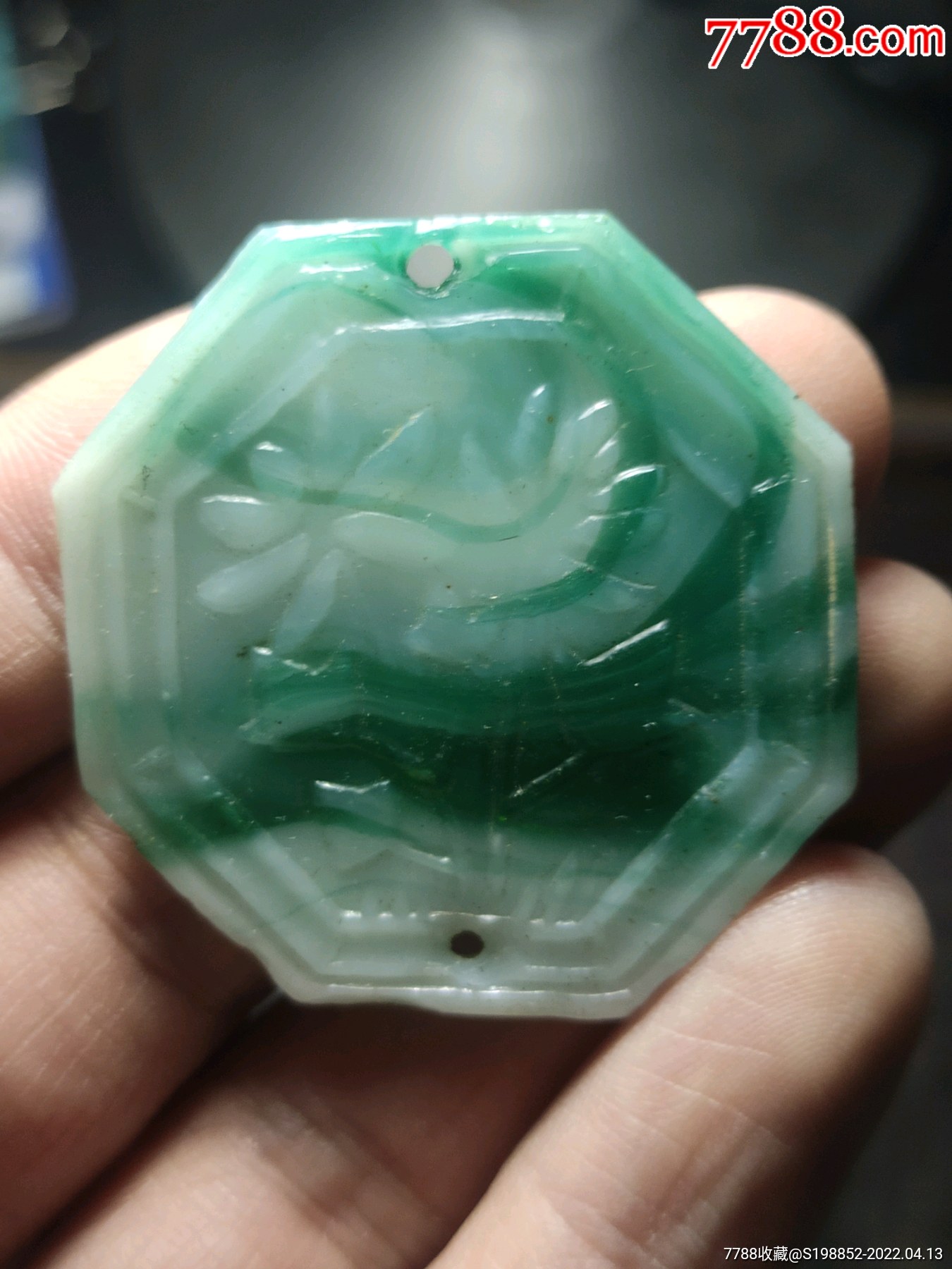 清代琉璃仿翡翠牌