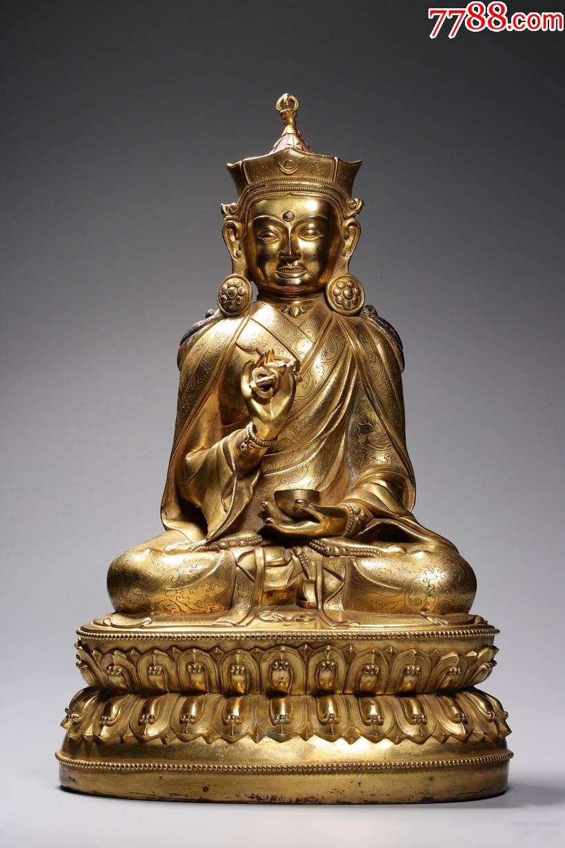 铜鎏金莲花生大士_铜像/铜佛像_第1张_7788茶具