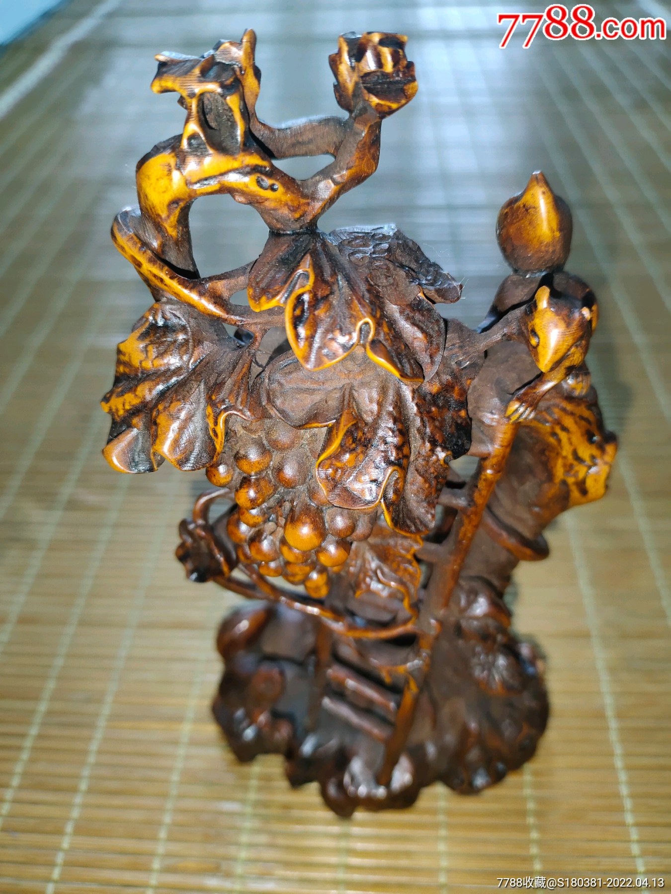 老料小叶黄杨木雕大丰收硕果累累丰衣足食实木精雕摆件