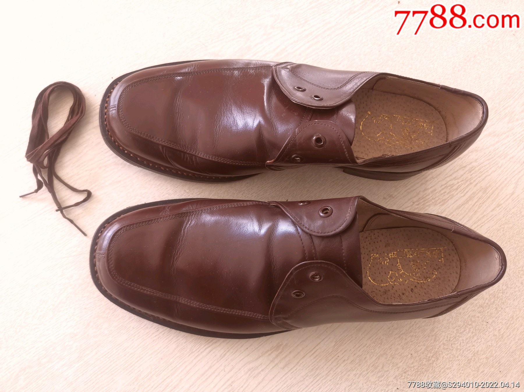 美品二手早期上海棕色皮鞋41码一双