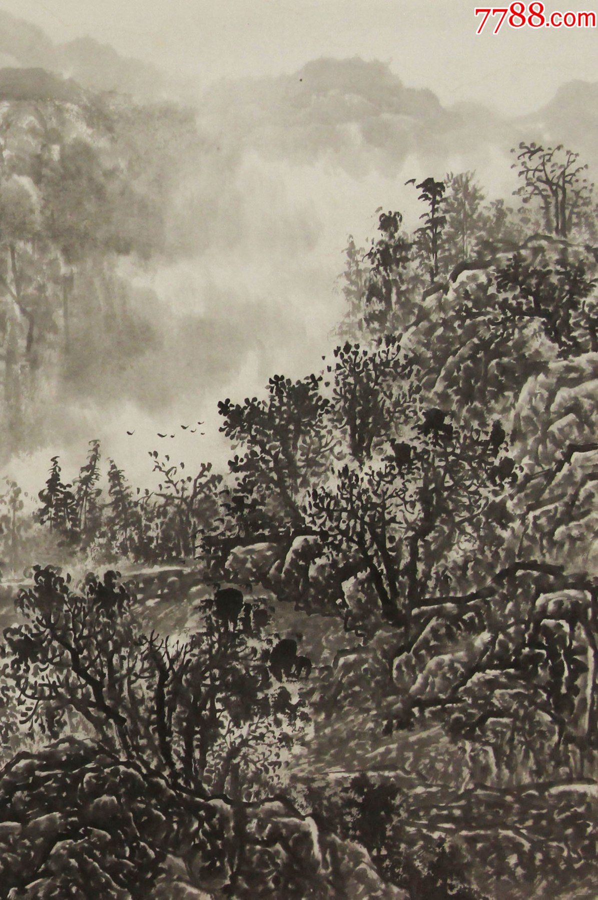 当代实力派山水画家梁永亮手绘富水长流