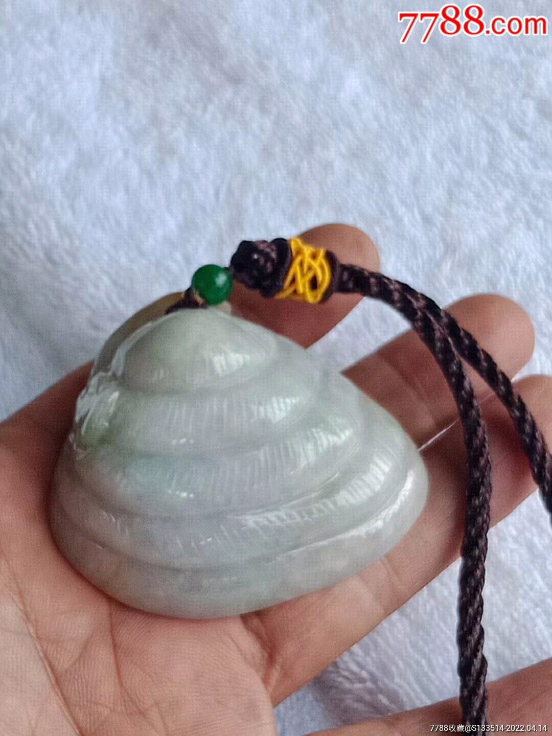 缅甸翡翠20303a三彩发财大蚬手把件送证书