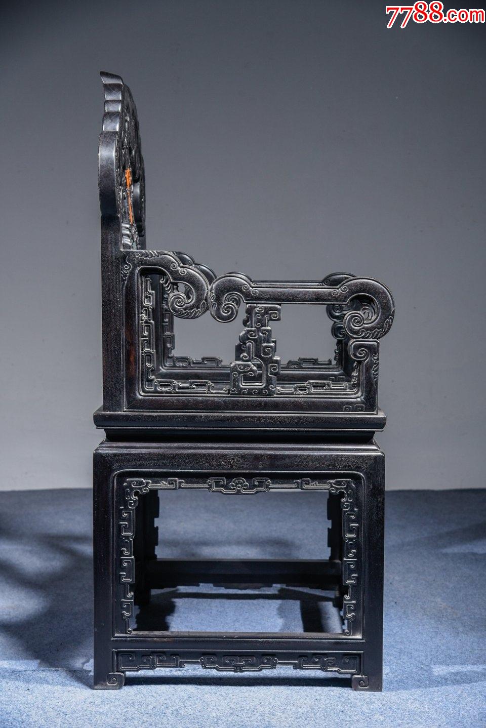 旧藏小叶紫檀镶景泰蓝太师椅_木椅/凳_第6张_7788旧家具收藏