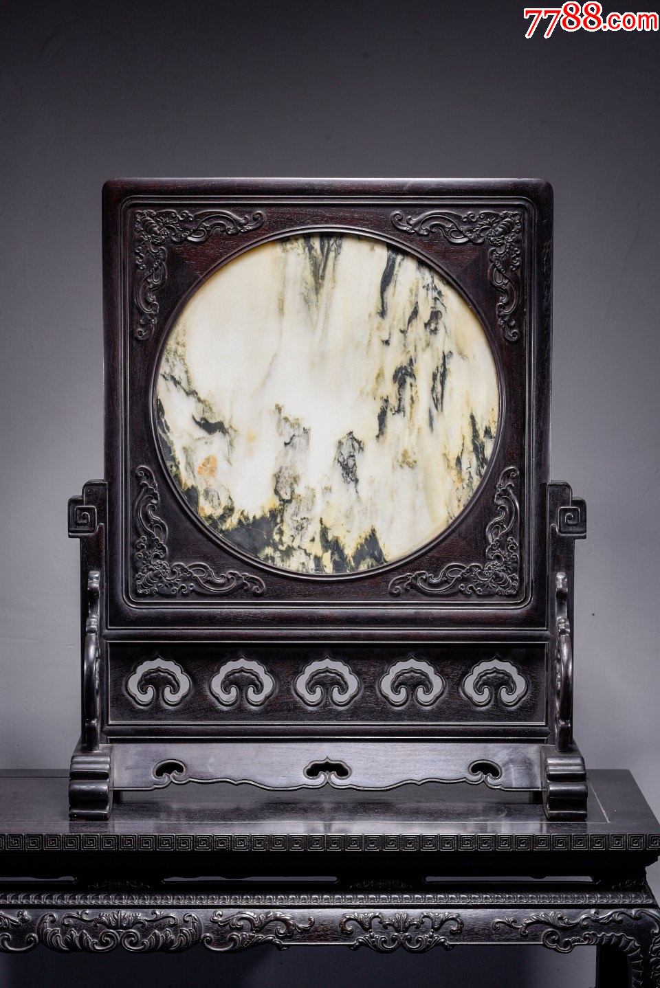 小叶紫檀云石大插屏