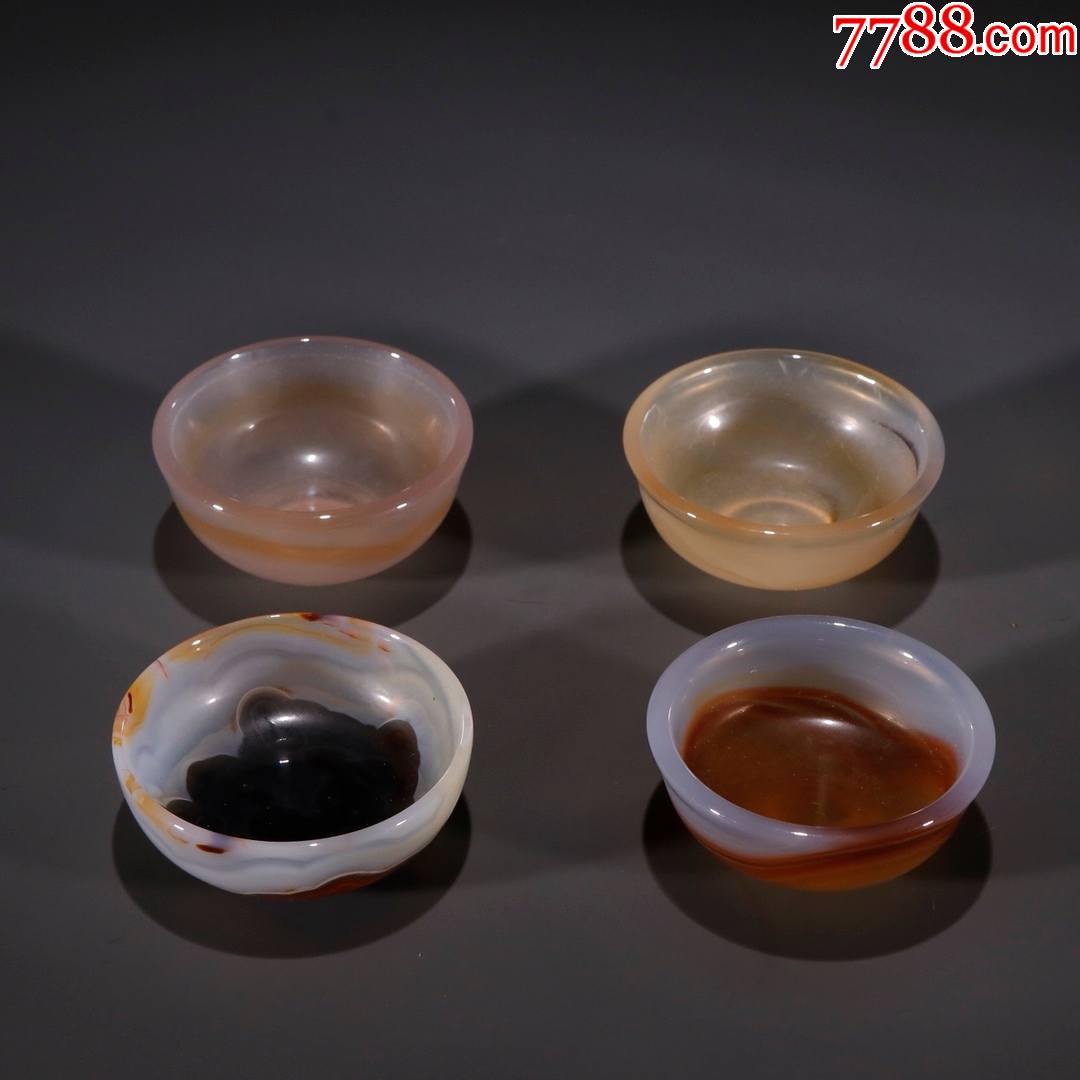 老玛瑙素面杯四盏一套
