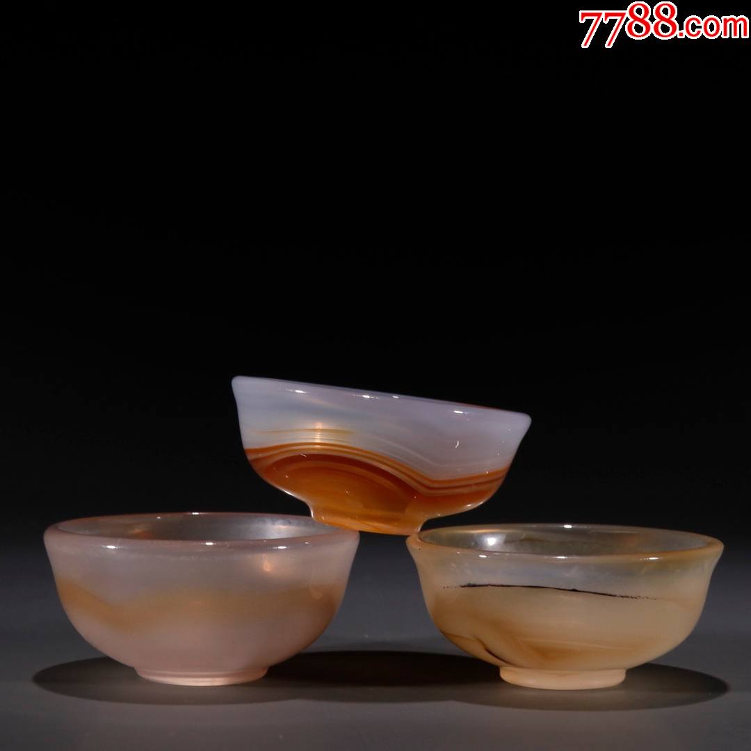 老玛瑙素面杯四盏一套