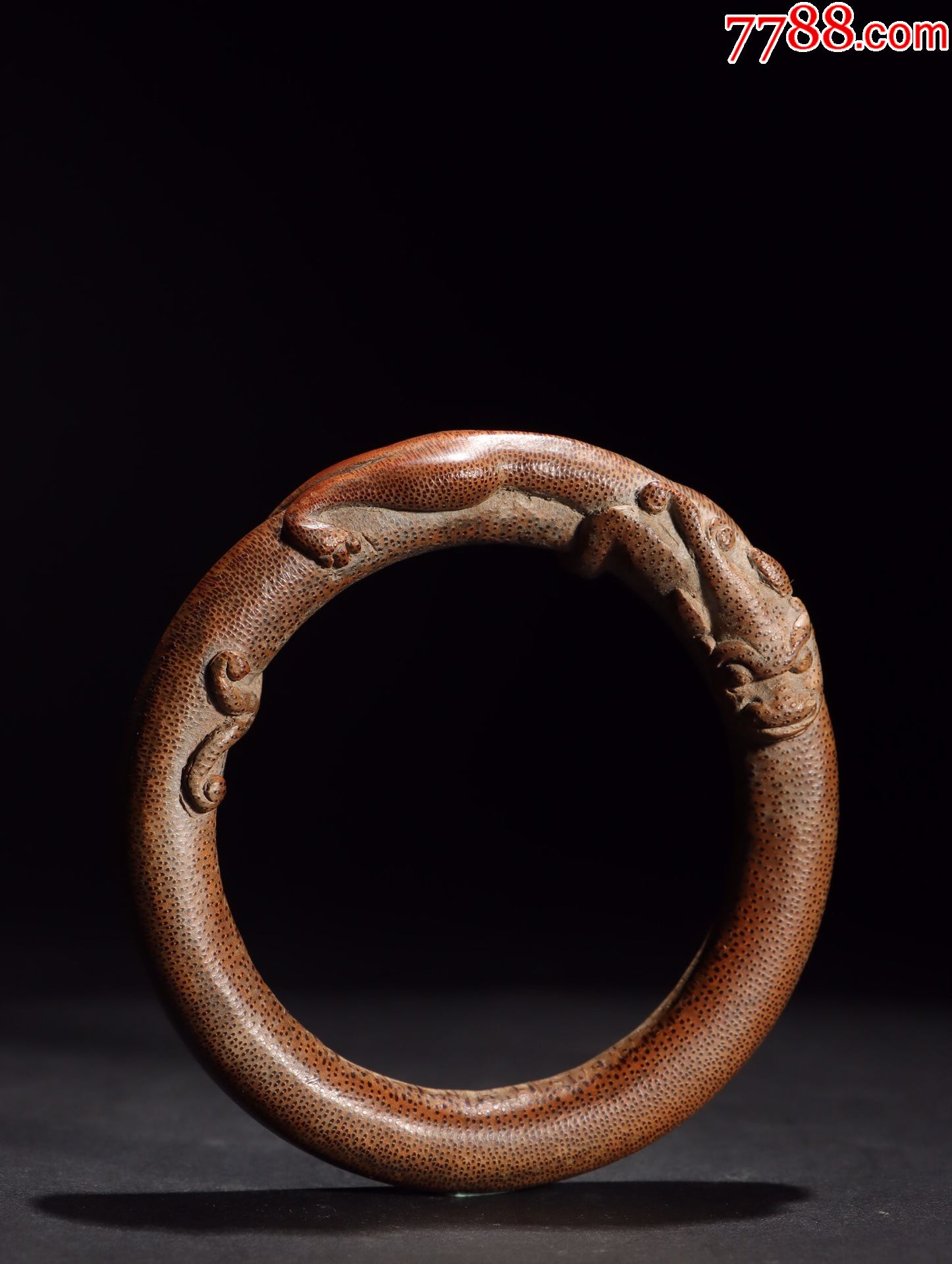 老竹雕螭龙纹手镯