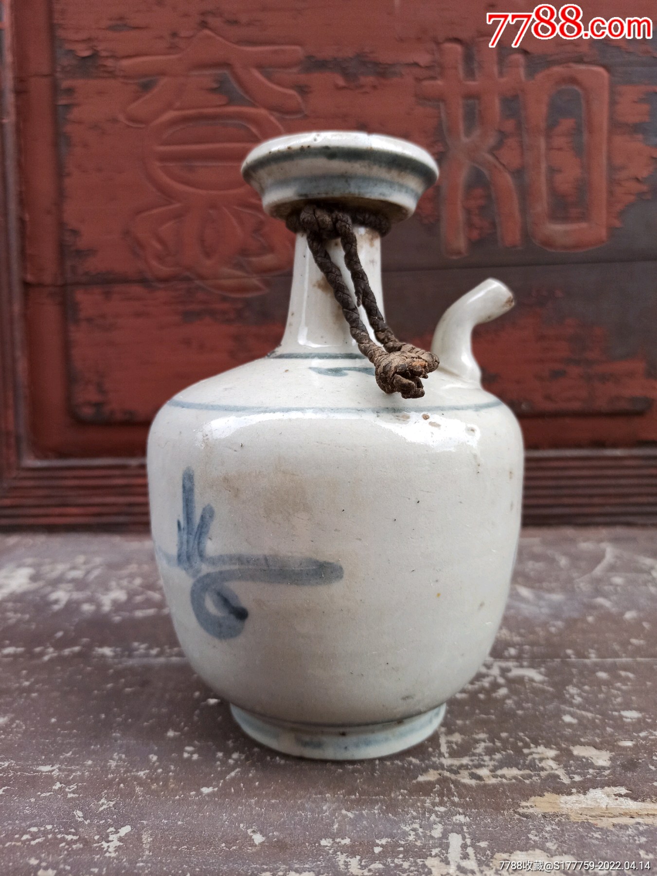 清代青花福字执壶酒壶造型别致古朴器型规整手绘精美漂亮釉面莹润如玉