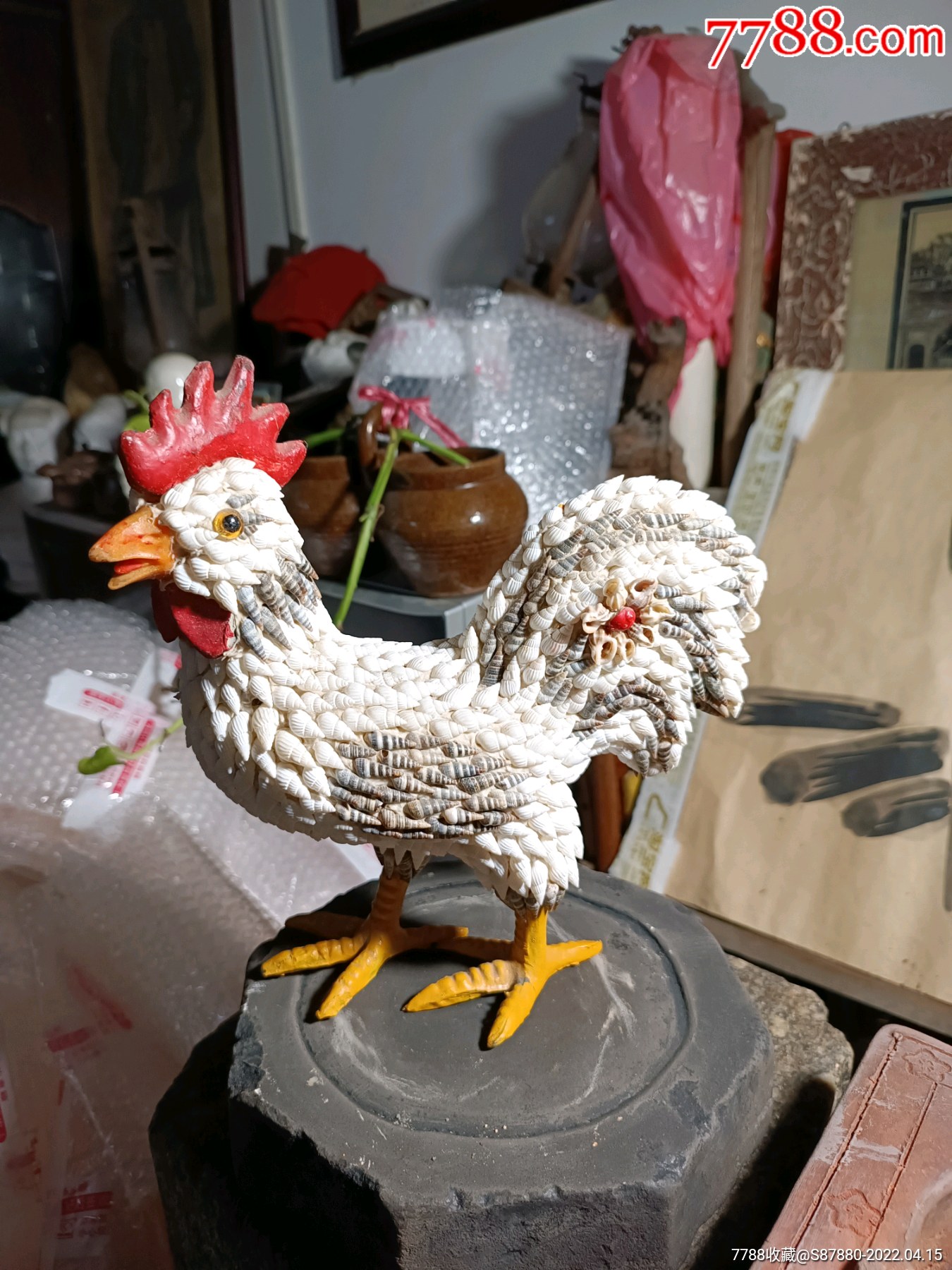 七十年代贝壳雕雄鸡-价格:198元-se86540875-其他工艺品-零售-7788